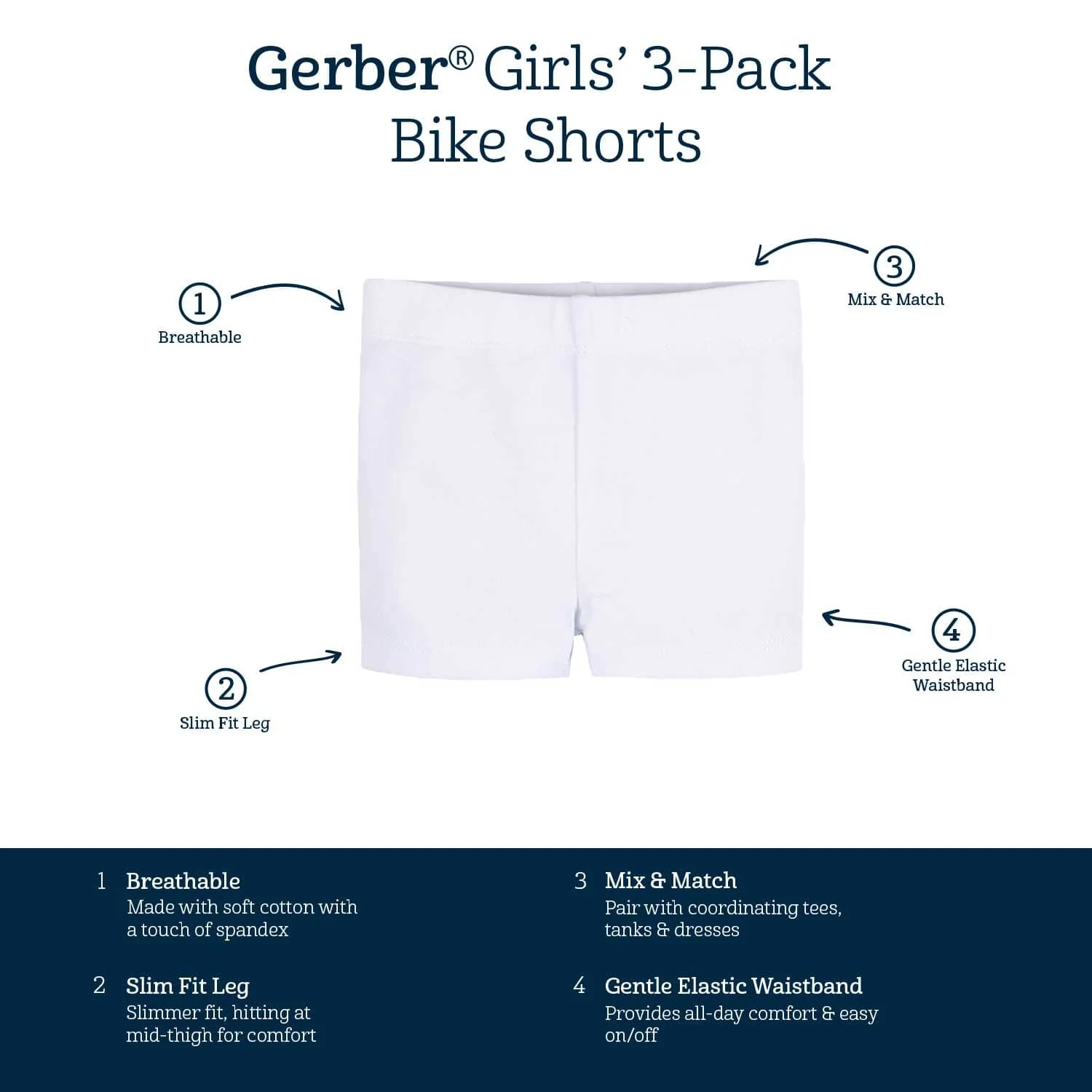 3-Pack Baby & Toddler Girls Picnic Day Dreams Pull-On Bike Shorts - Image 8