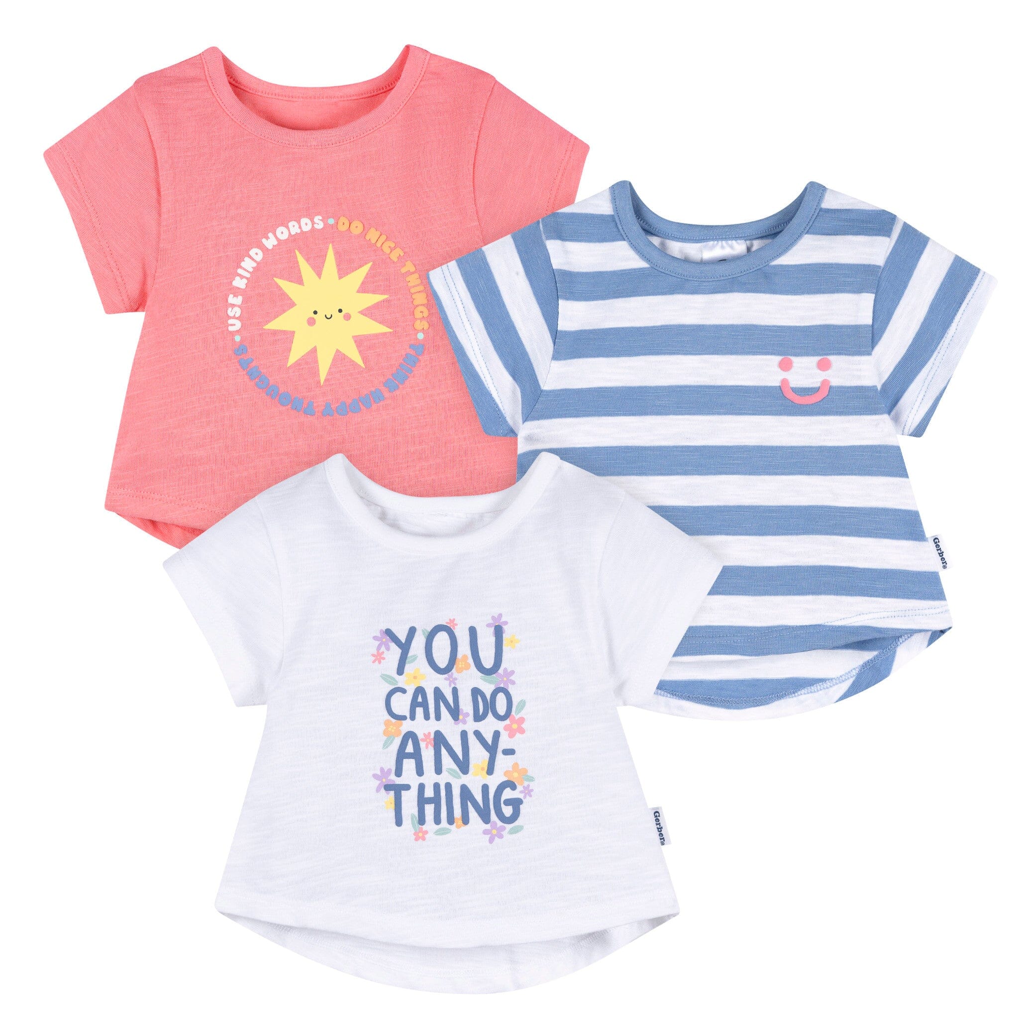 3-Pack Baby & Toddler Girls Sunshine Short Sleeve Graphic T-Shirts