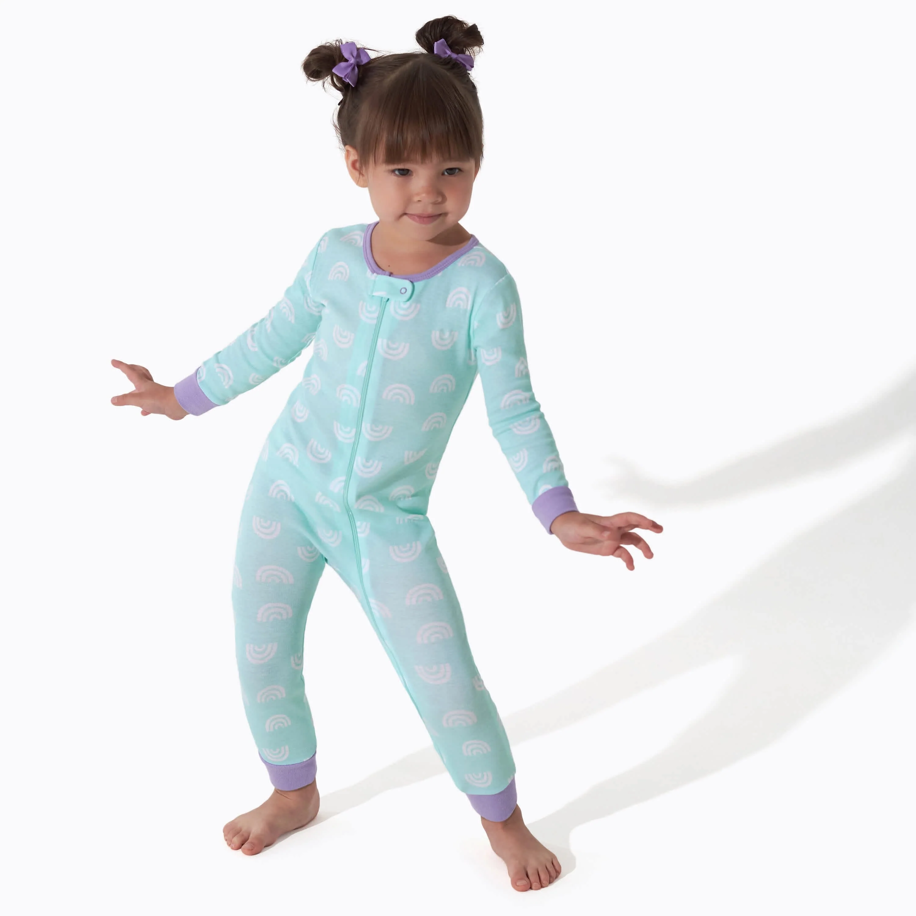3-Pack Baby & Toddler Girls Rainbow Floral Snug Fit Footless Pajamas - Image 2
