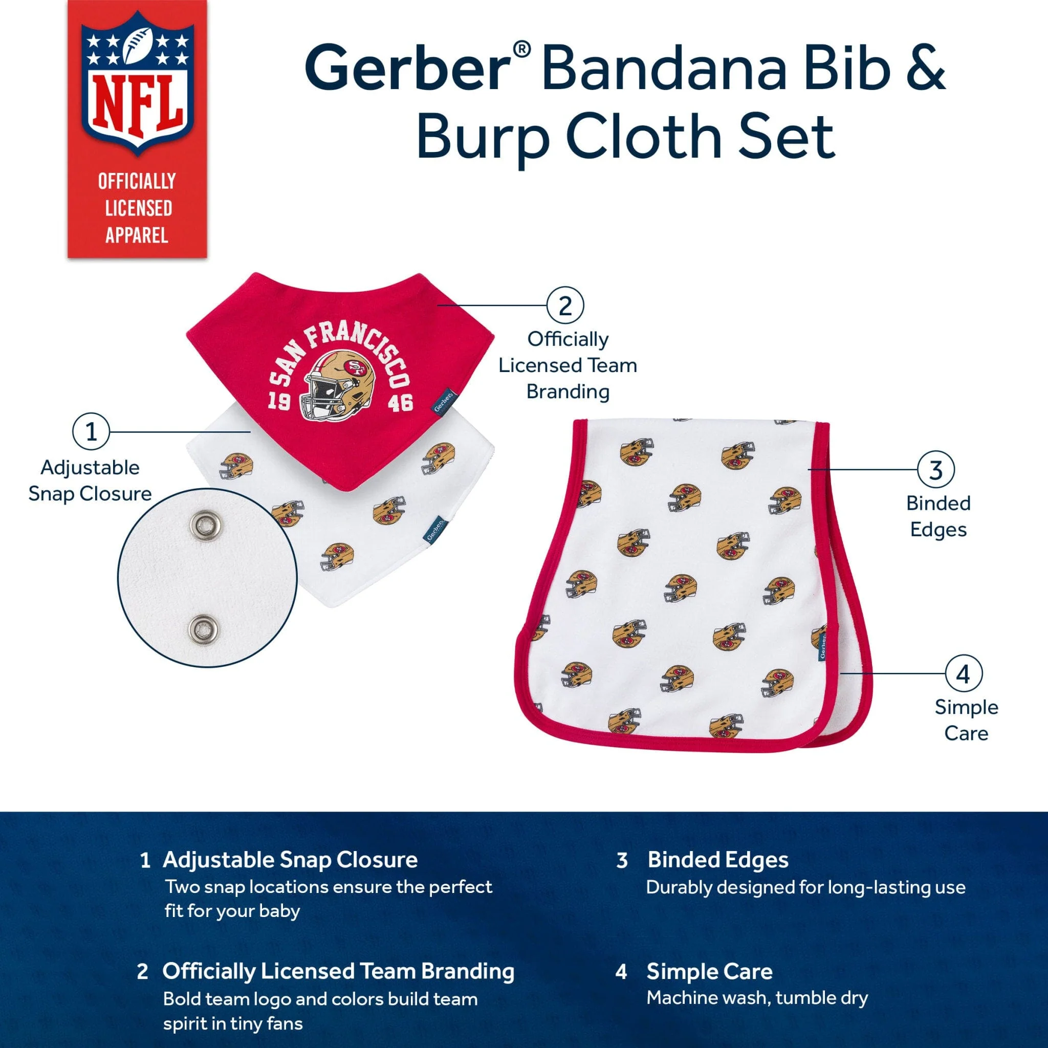 3-Piece Baby San Francisco 49ers Bibs and Burp Cloth Set - Image 5