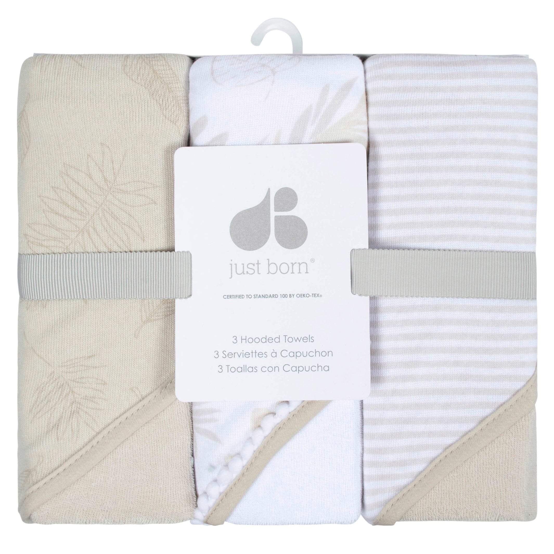 3-Pack Baby Neutral Natural Foliage Hooded Towels - Image 2