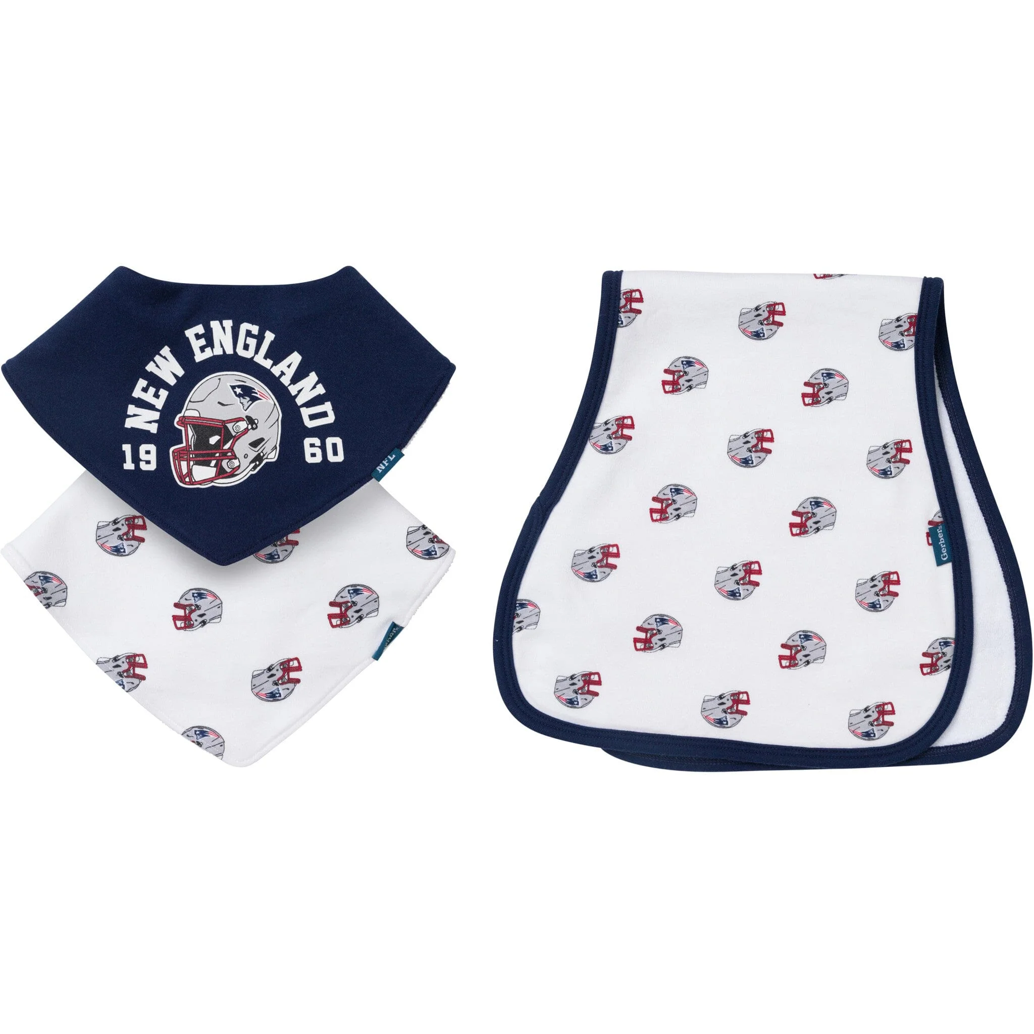 3-Piece Baby New England Patriots Bibs and Burp Cloth Set