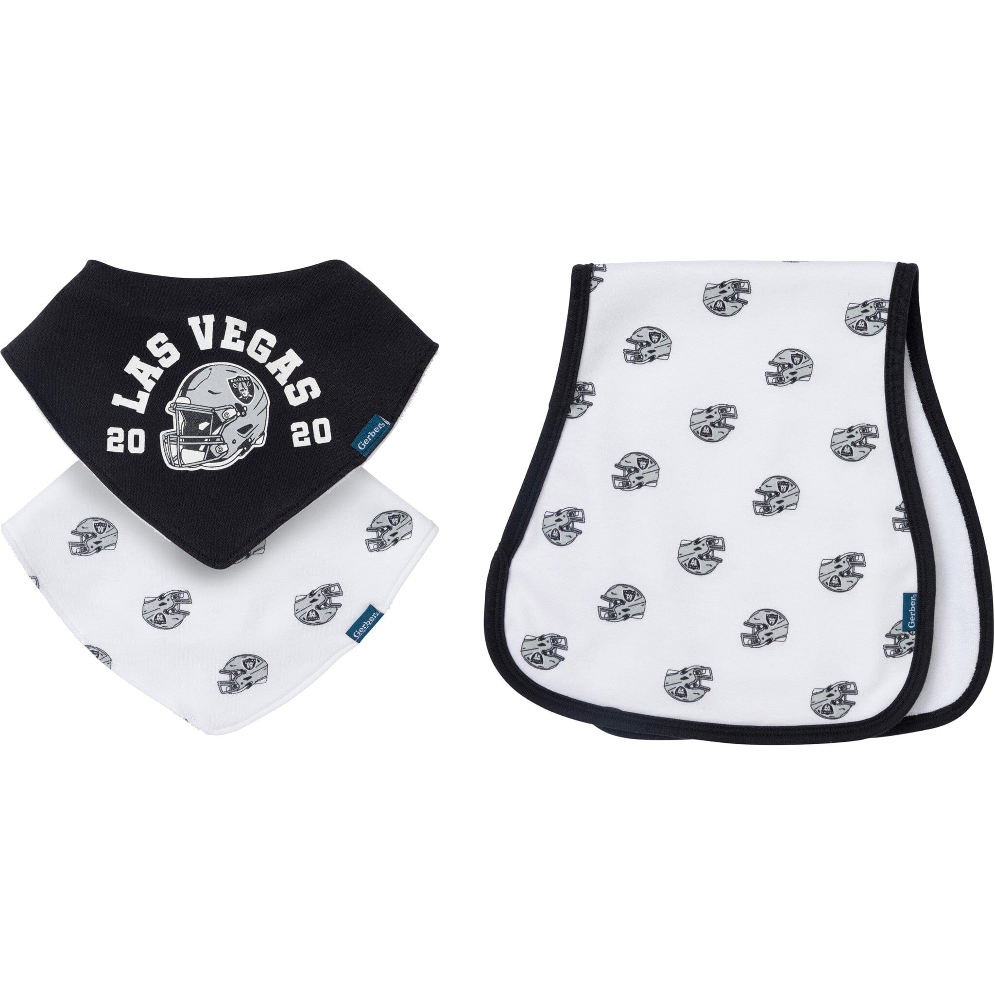 3-Piece Baby Las Vegas Raiders Bibs and Burp Cloth Set