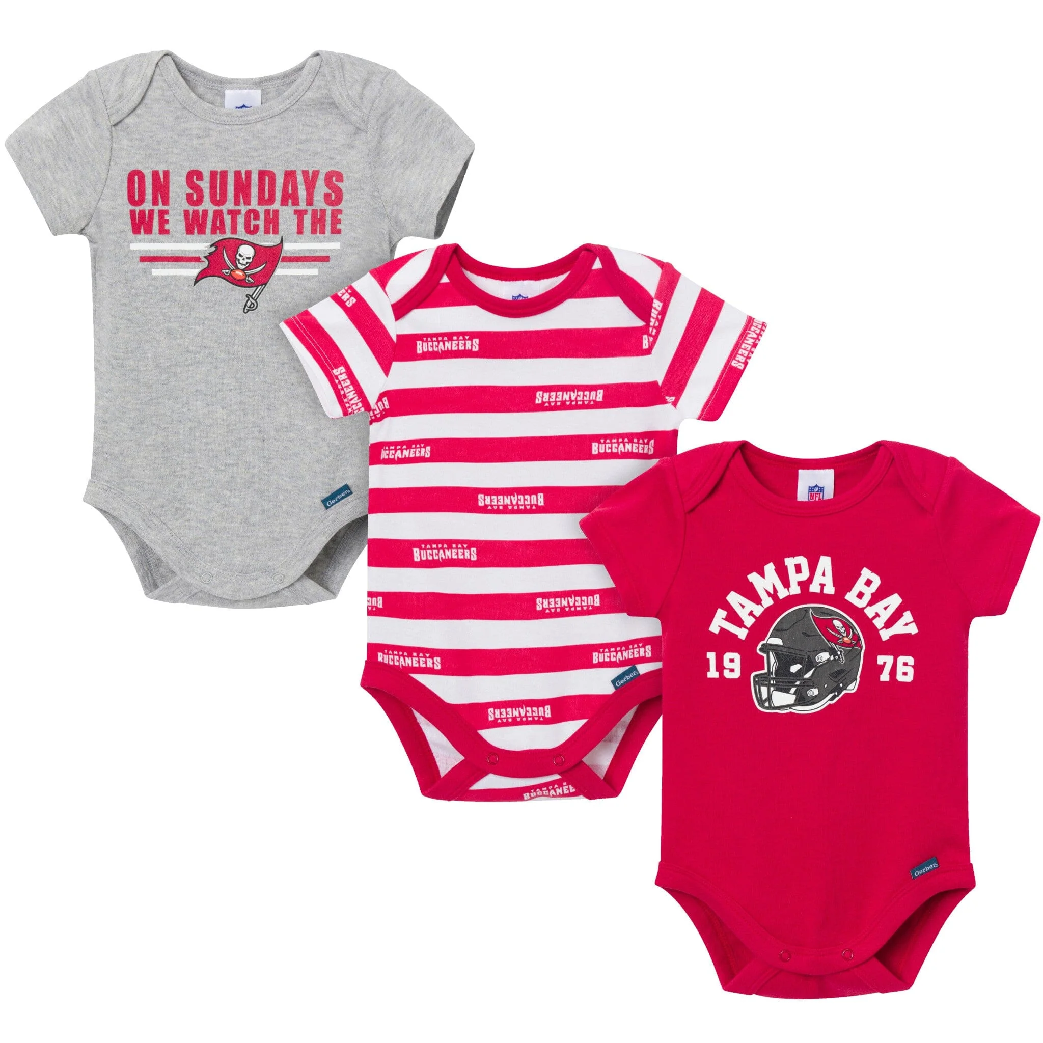 3-Pack Baby Boys Tampa Bay Buccaneers Short Sleeve Bodysuits