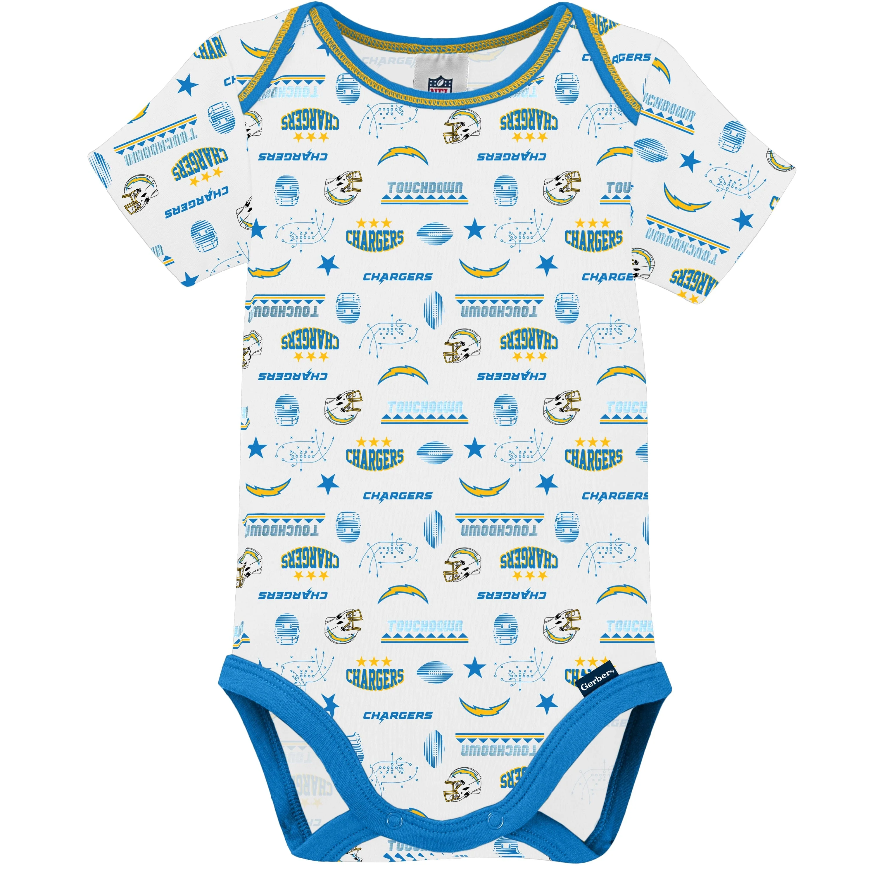 3-Pack Baby Boys Chargers Short Sleeve Bodysuits - Image 3
