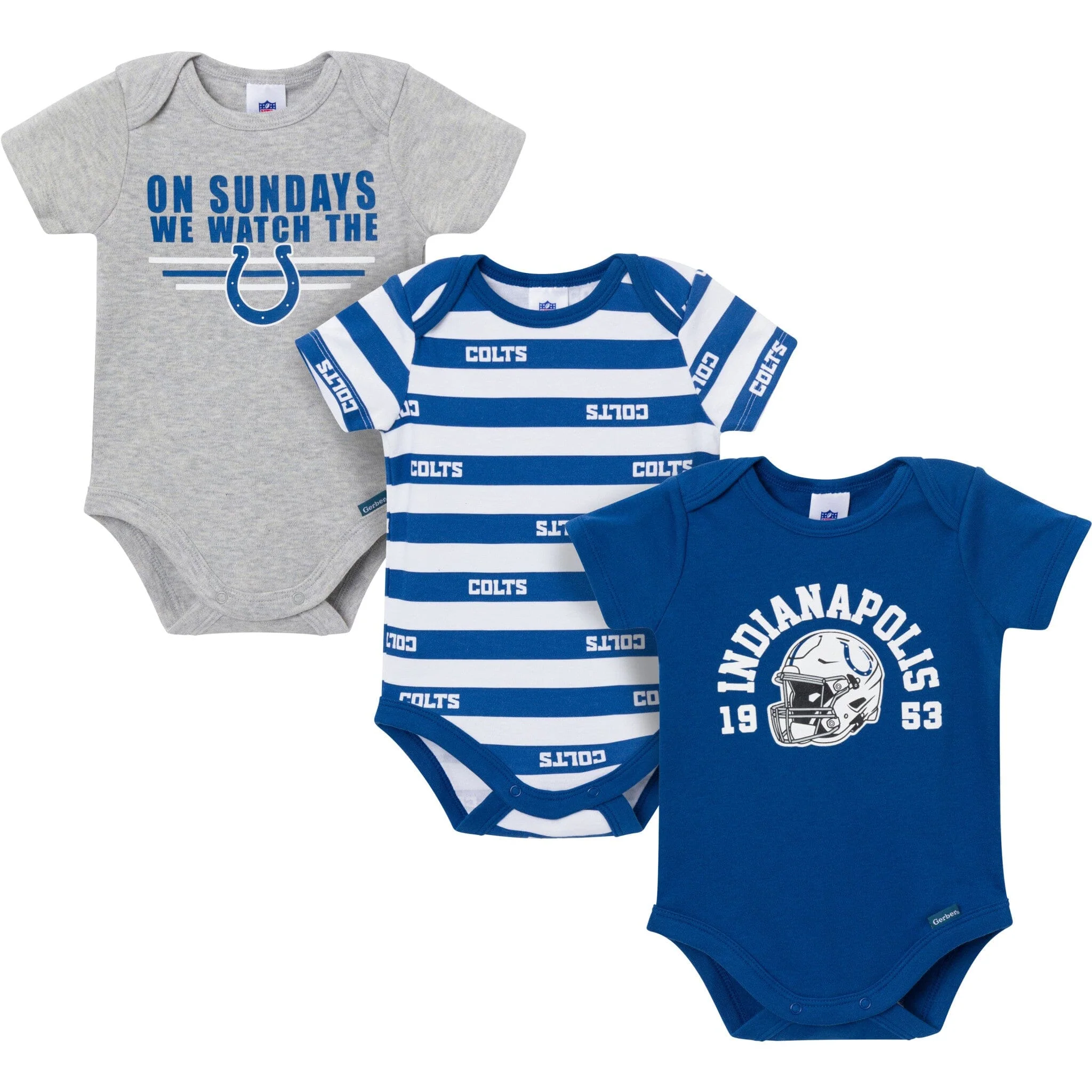 3-Pack Baby Boys Indianapolis Colts Short Sleeve Bodysuits