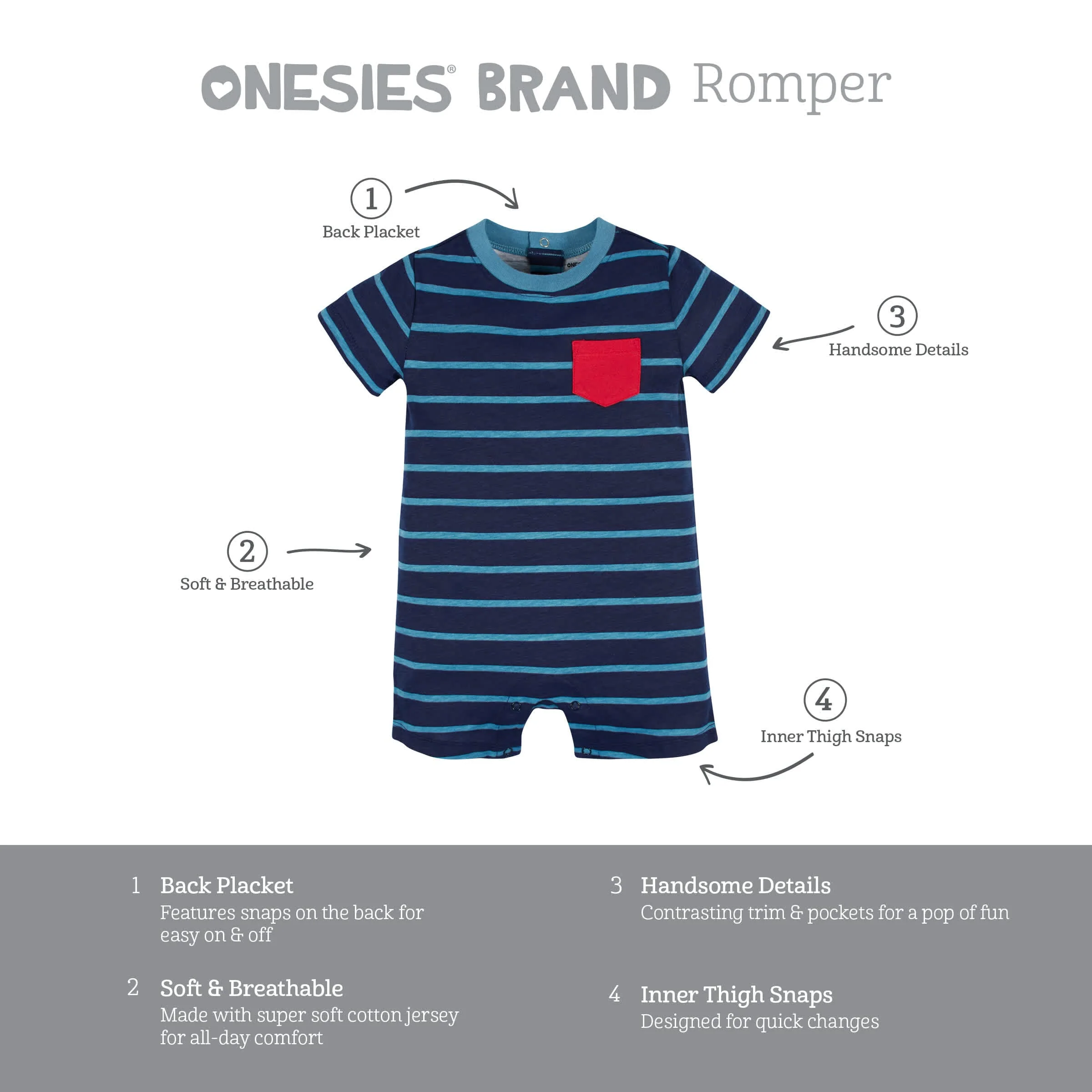 3-Pack Baby Boys Construction Zone Rompers - Image 10