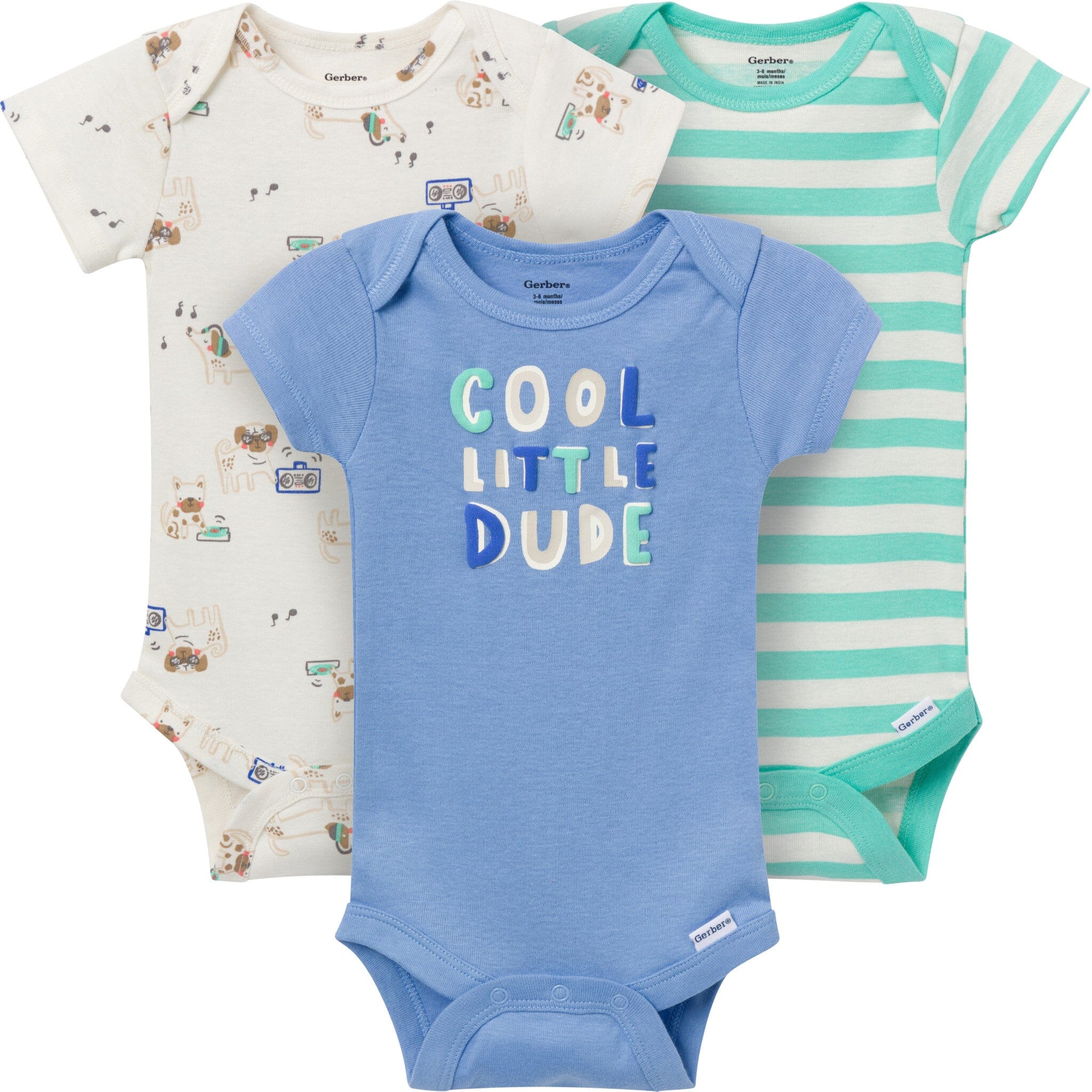 3-Pack Baby Boys Cool Dude Short Sleeve Onesies® Bodysuits