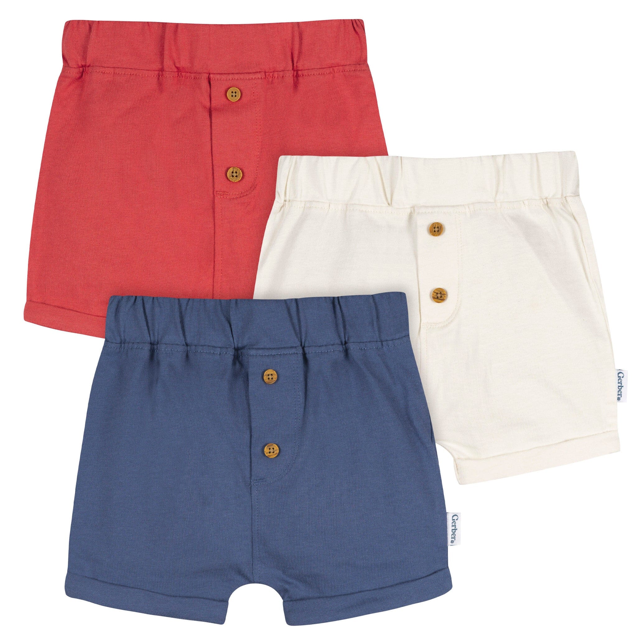 3-Pack Baby Boys Red, White & Blue Knit Shorts