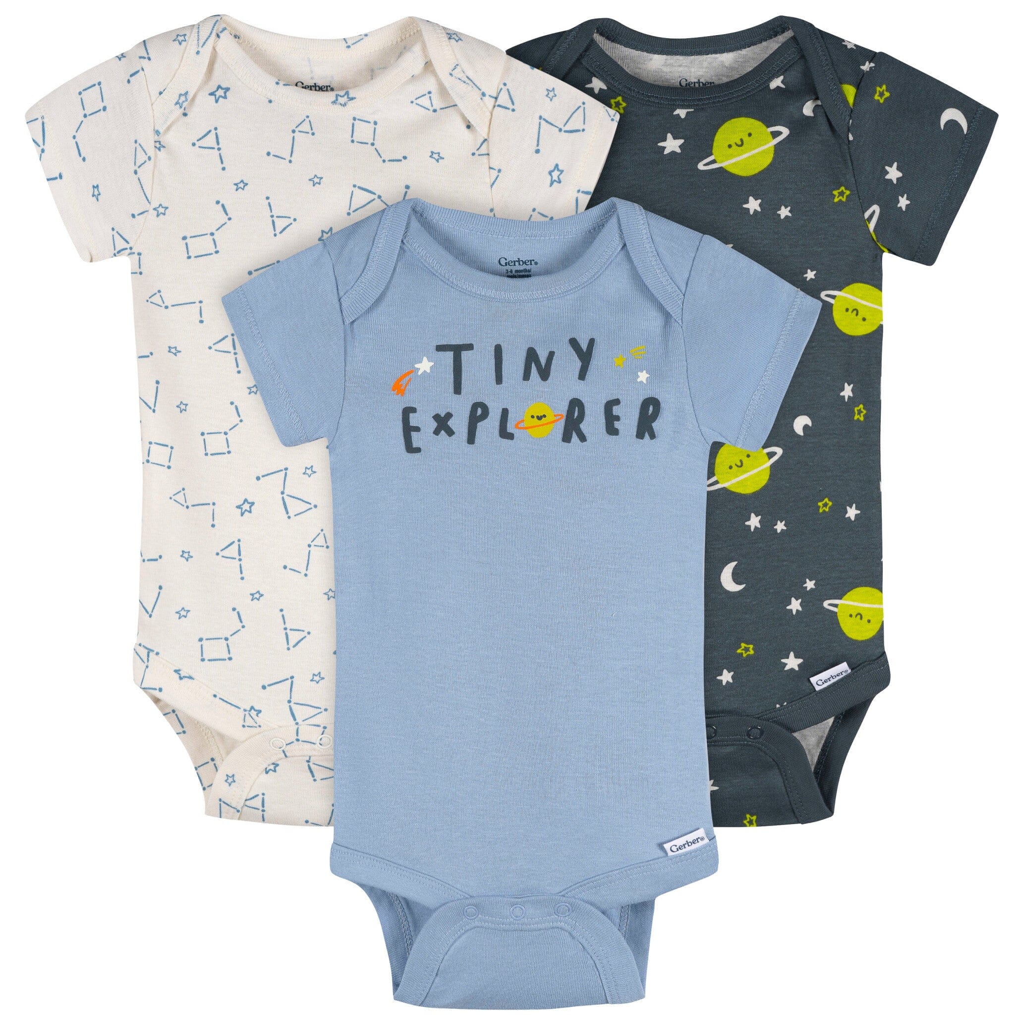 3-Pack Baby Boys Tiny Explorer Short Sleeve Onesies® Bodysuits