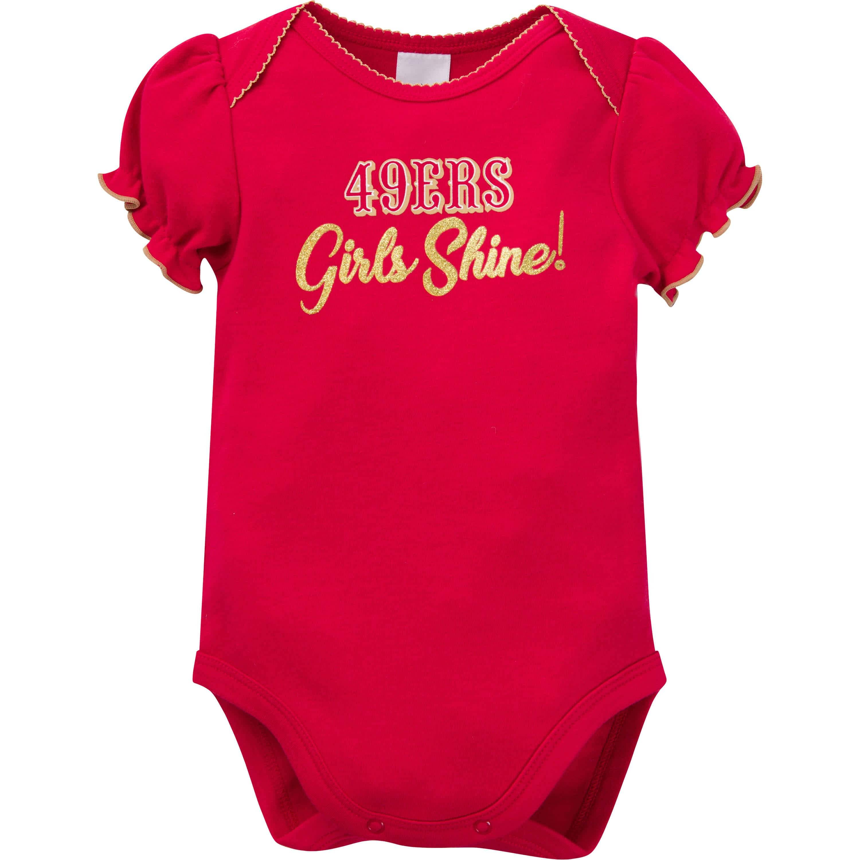 3-Pack Baby Girls 49ers Short Sleeve Bodysuits - Image 2