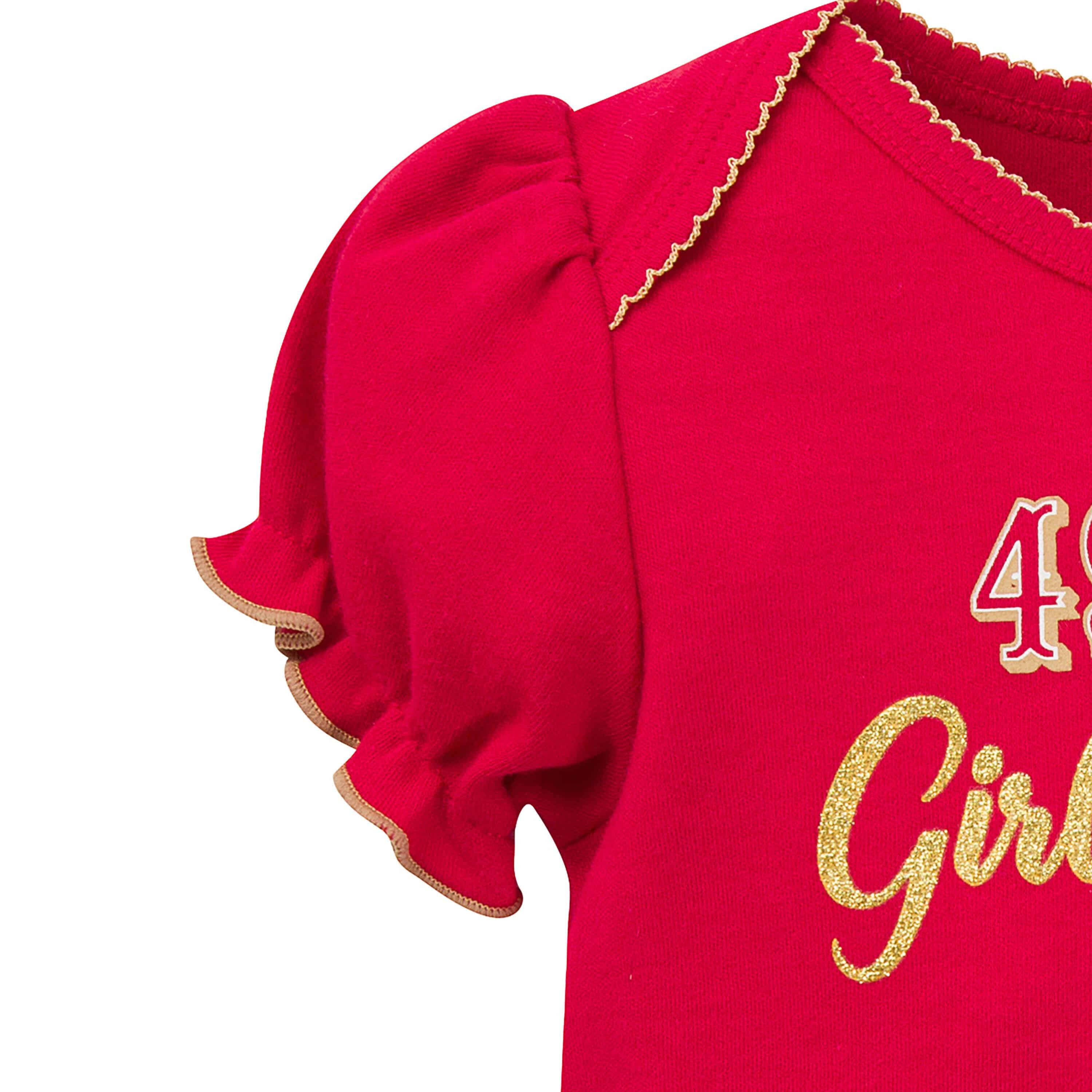 3-Pack Baby Girls 49ers Short Sleeve Bodysuits - Image 4