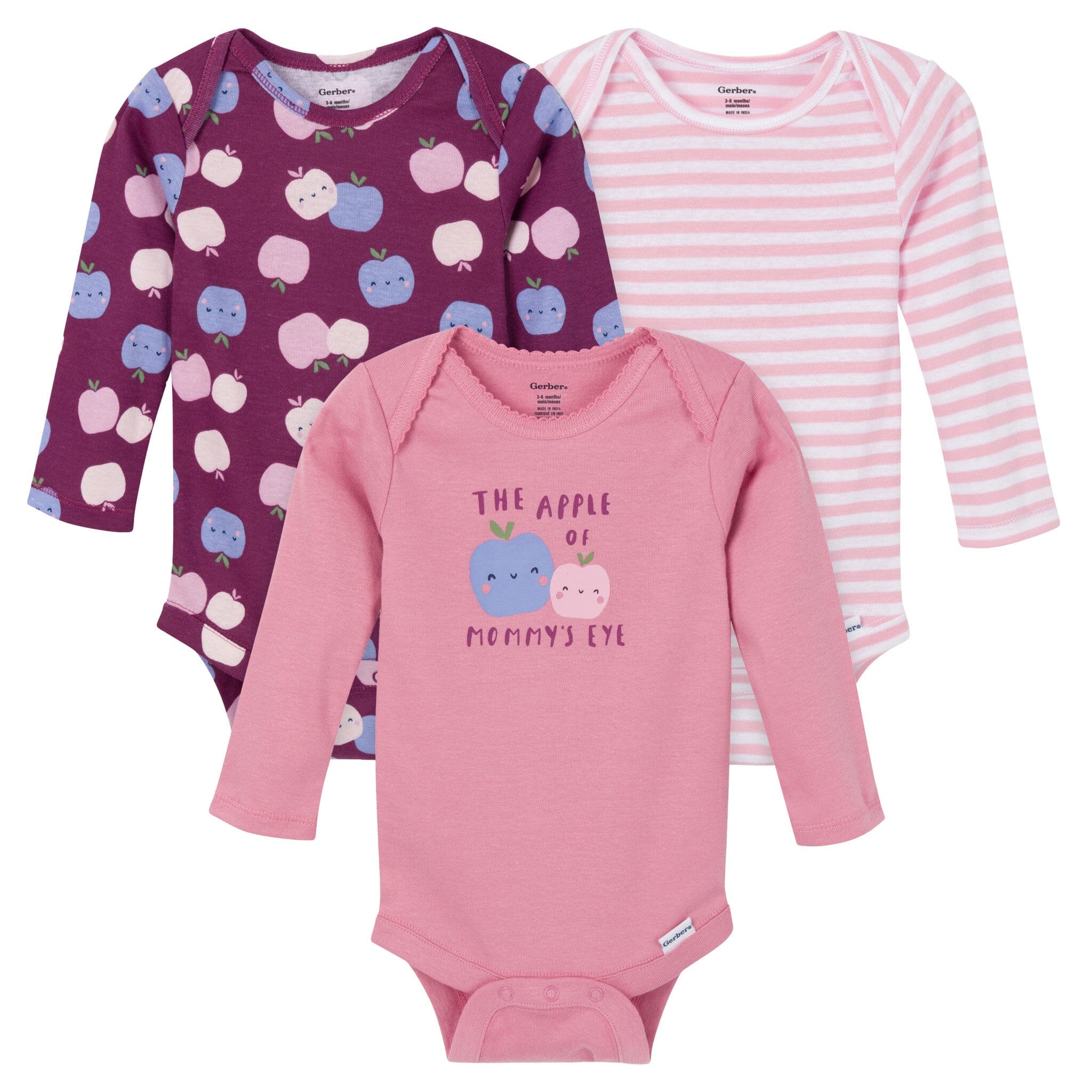 3-Pack Baby Girls Apple Of Mommy's Eye Onesies® Bodysuits