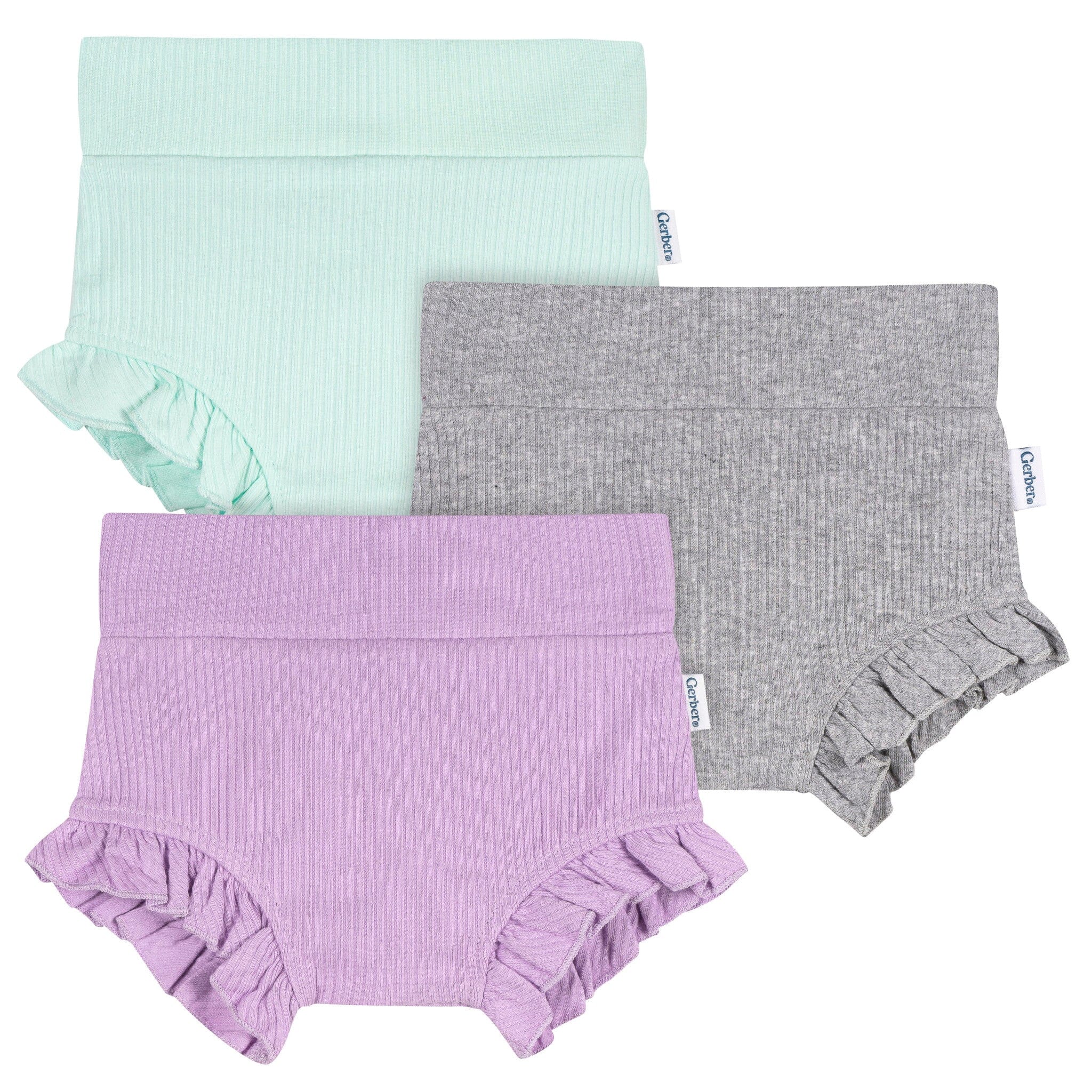 3-Pack Baby Girls Aqua, Gray & Purple Bubble Shorts