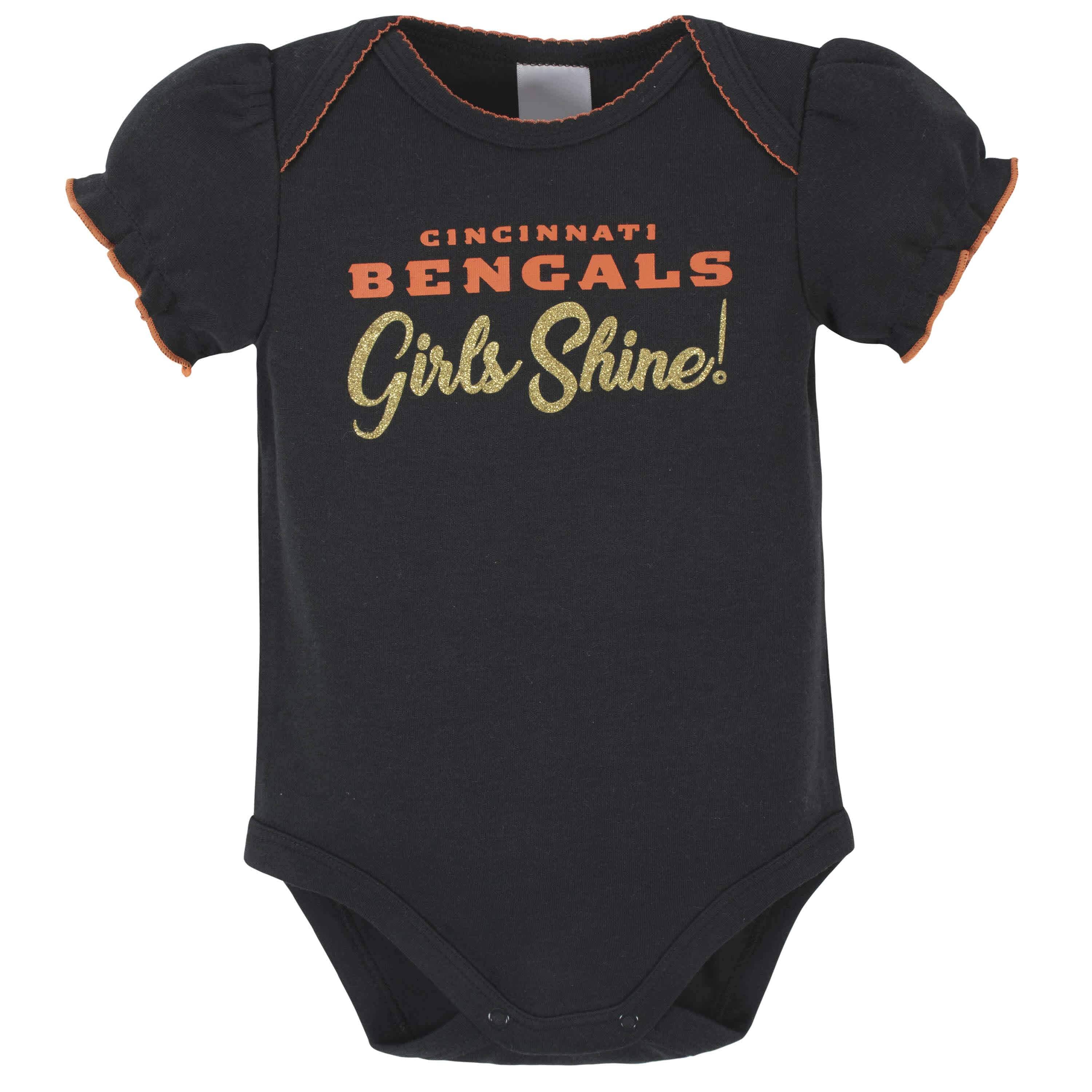 3-Pack Baby Girls Cincinnati Bengals Short Sleeve Bodysuits - Image 3