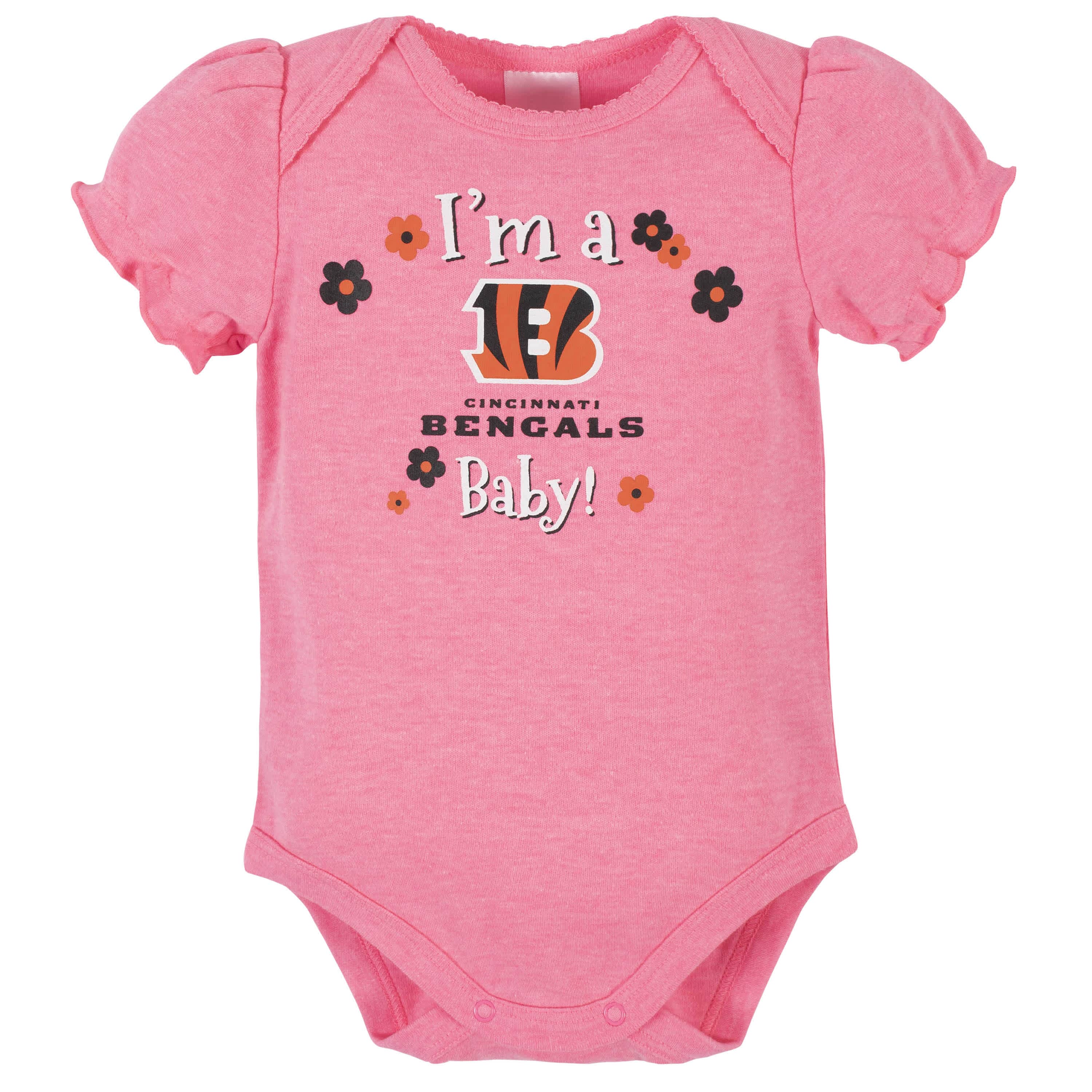 3-Pack Baby Girls Cincinnati Bengals Short Sleeve Bodysuits - Image 4
