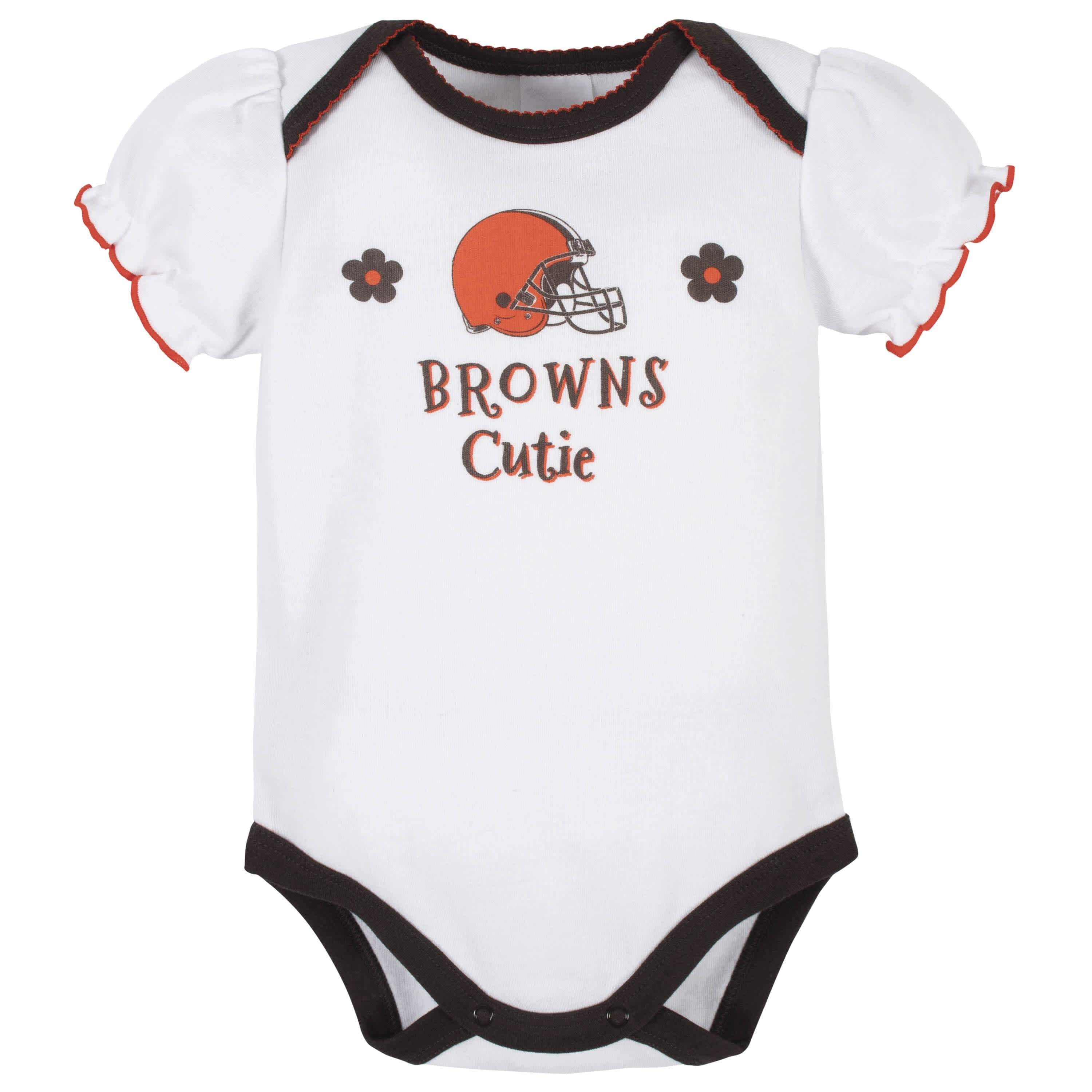 3-Pack Baby Girls Cleveland Browns Short Sleeve Bodysuits - Image 2