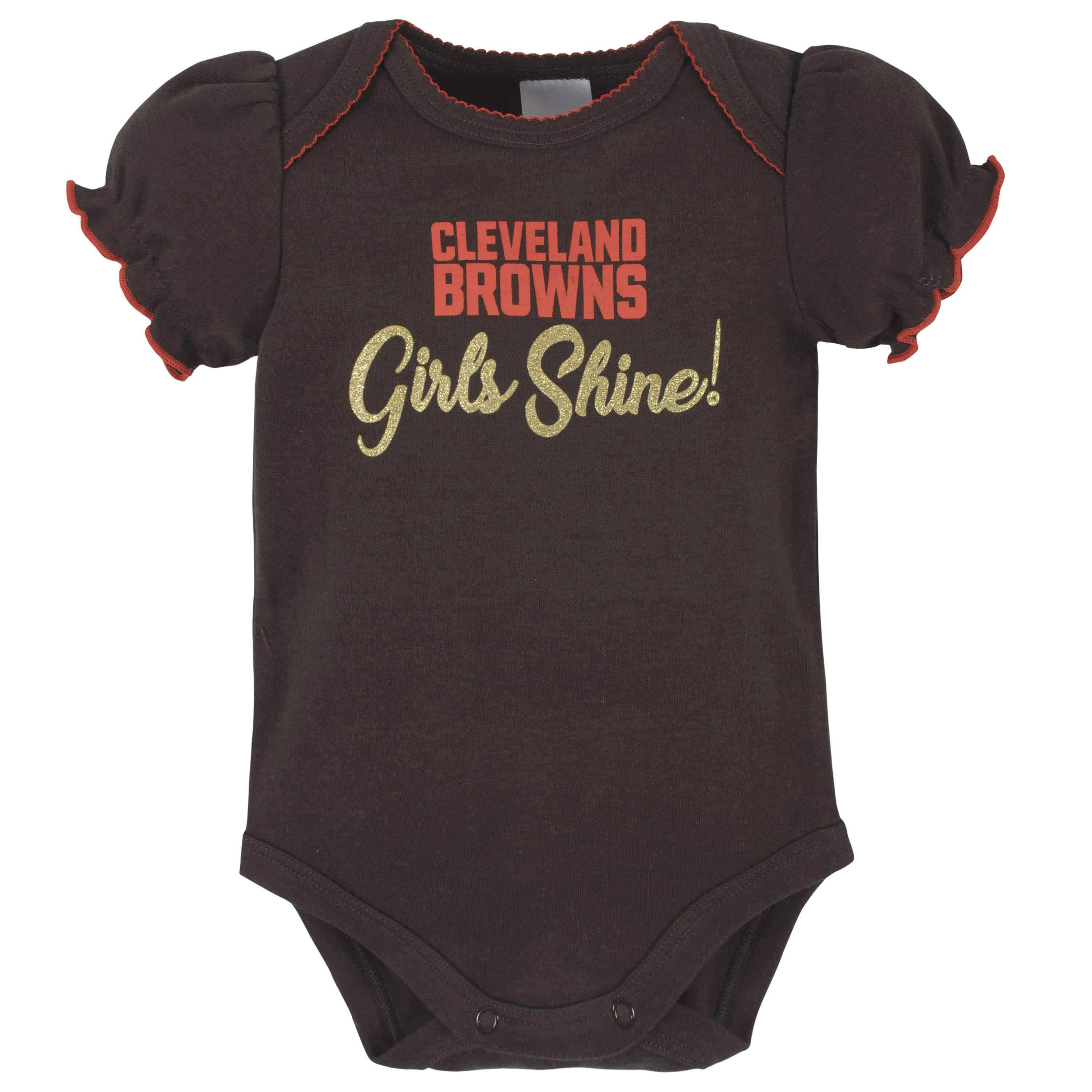 3-Pack Baby Girls Cleveland Browns Short Sleeve Bodysuits - Image 3