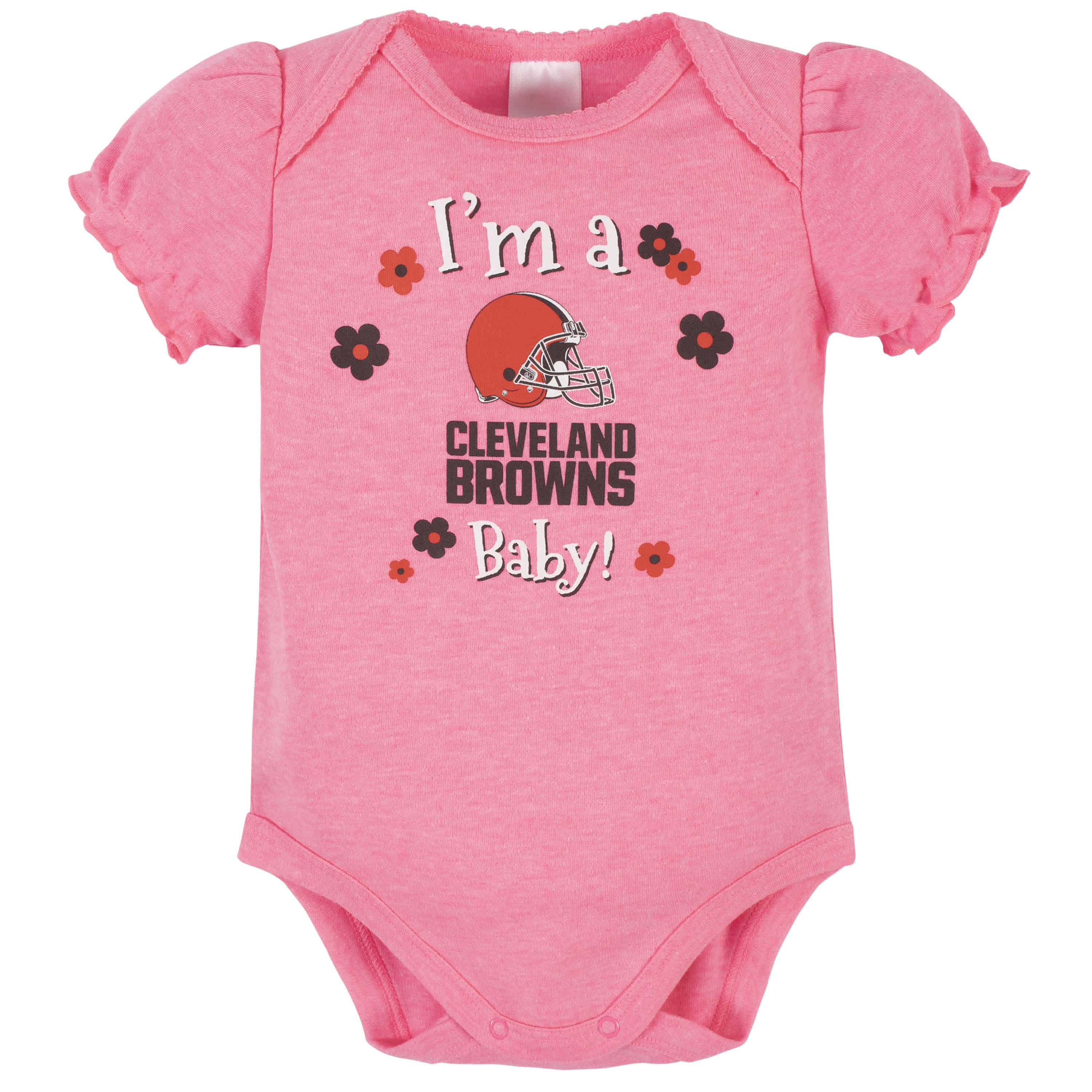 3-Pack Baby Girls Cleveland Browns Short Sleeve Bodysuits - Image 4