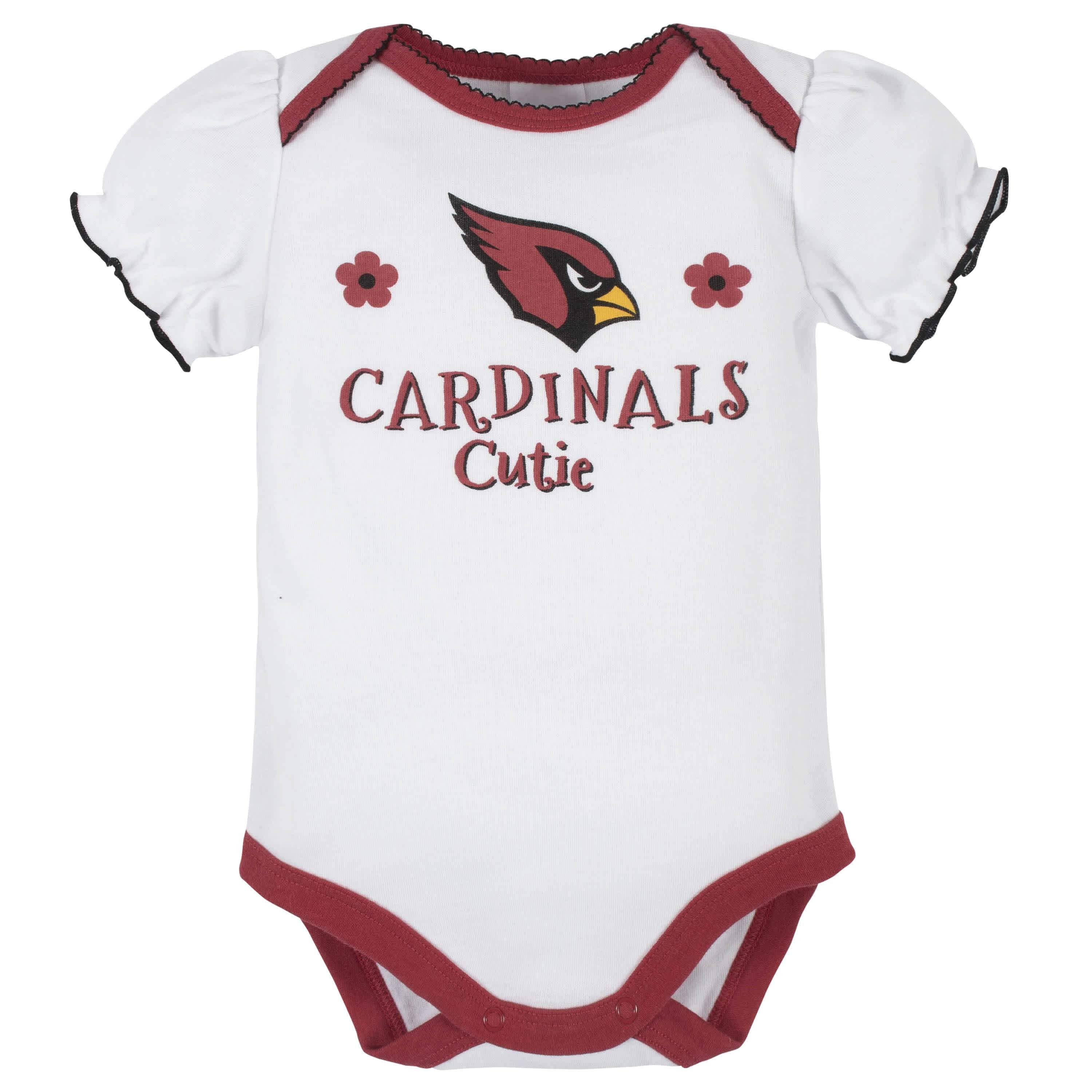 3-Pack Baby Girls Arizona Cardinals Short Sleeve Bodysuits - Image 2