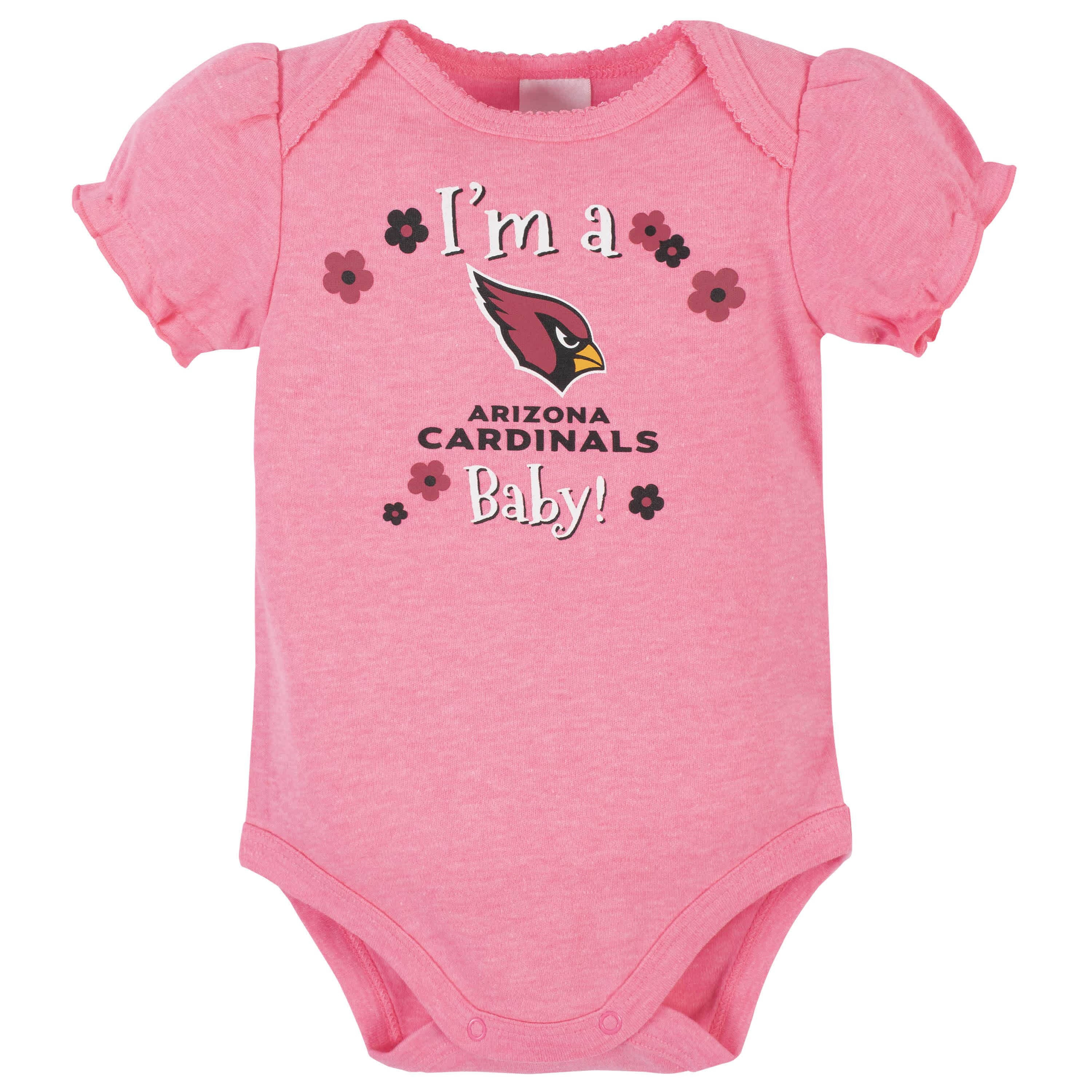 3-Pack Baby Girls Arizona Cardinals Short Sleeve Bodysuits - Image 4