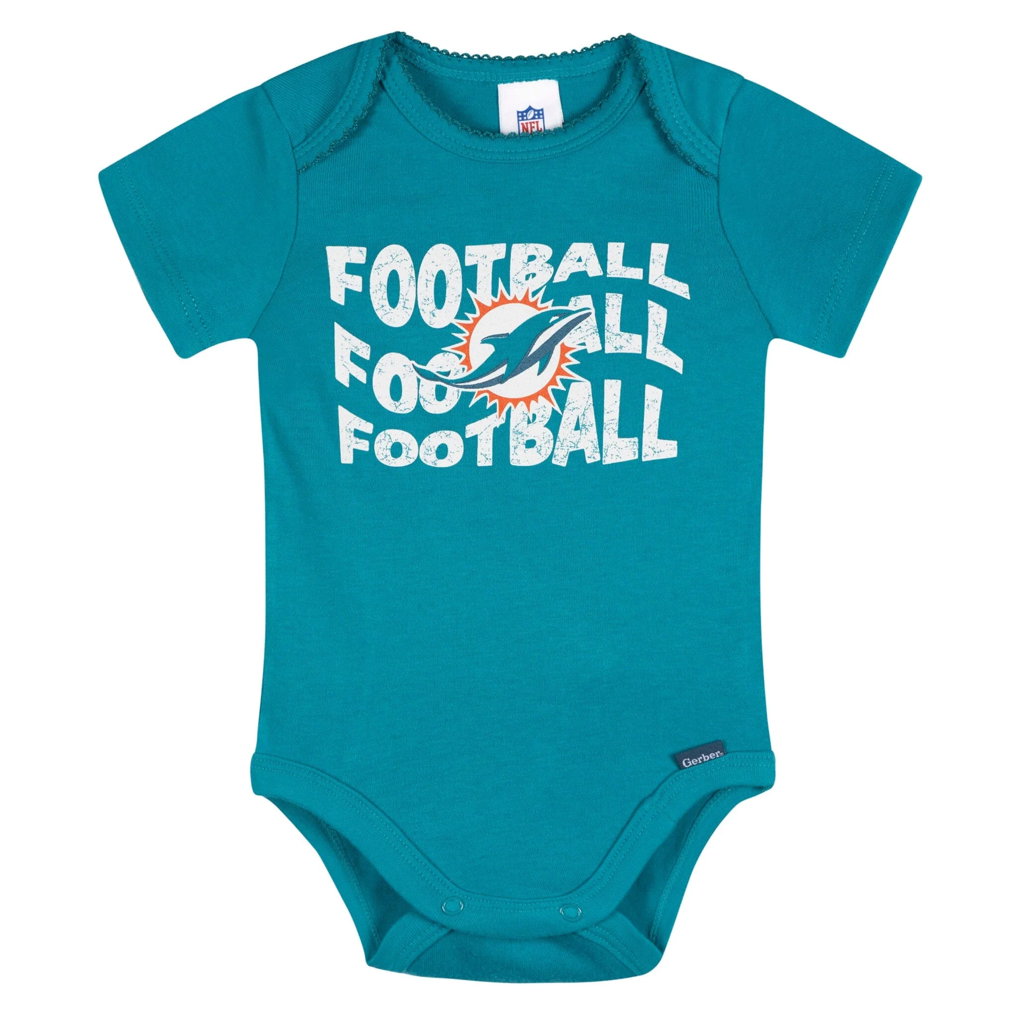 3-Pack Baby Girls Miami Dolphins Short Sleeve Bodysuits - Image 2