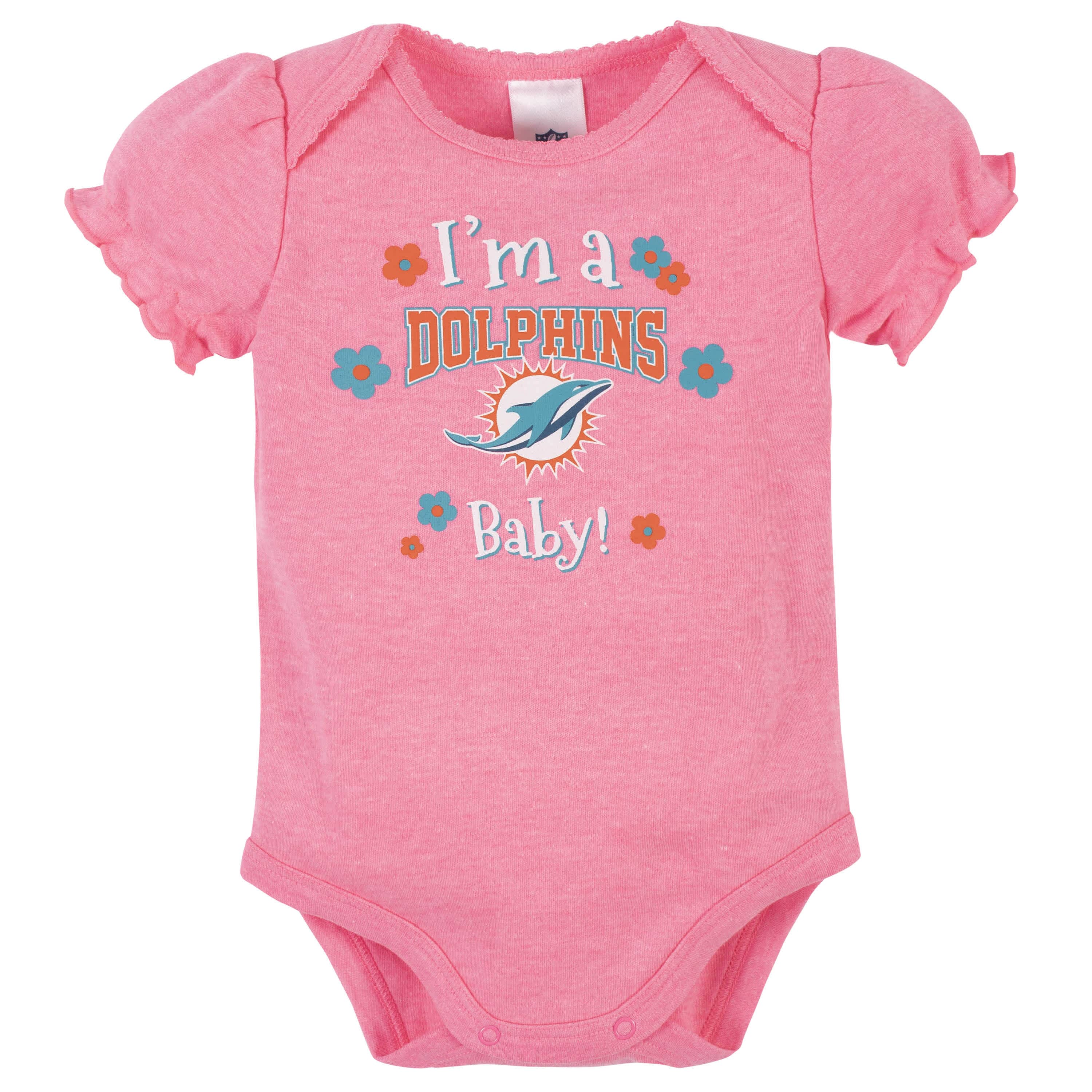 3-Pack Baby Girls Miami Dolphins Short Sleeve Bodysuits - Image 3