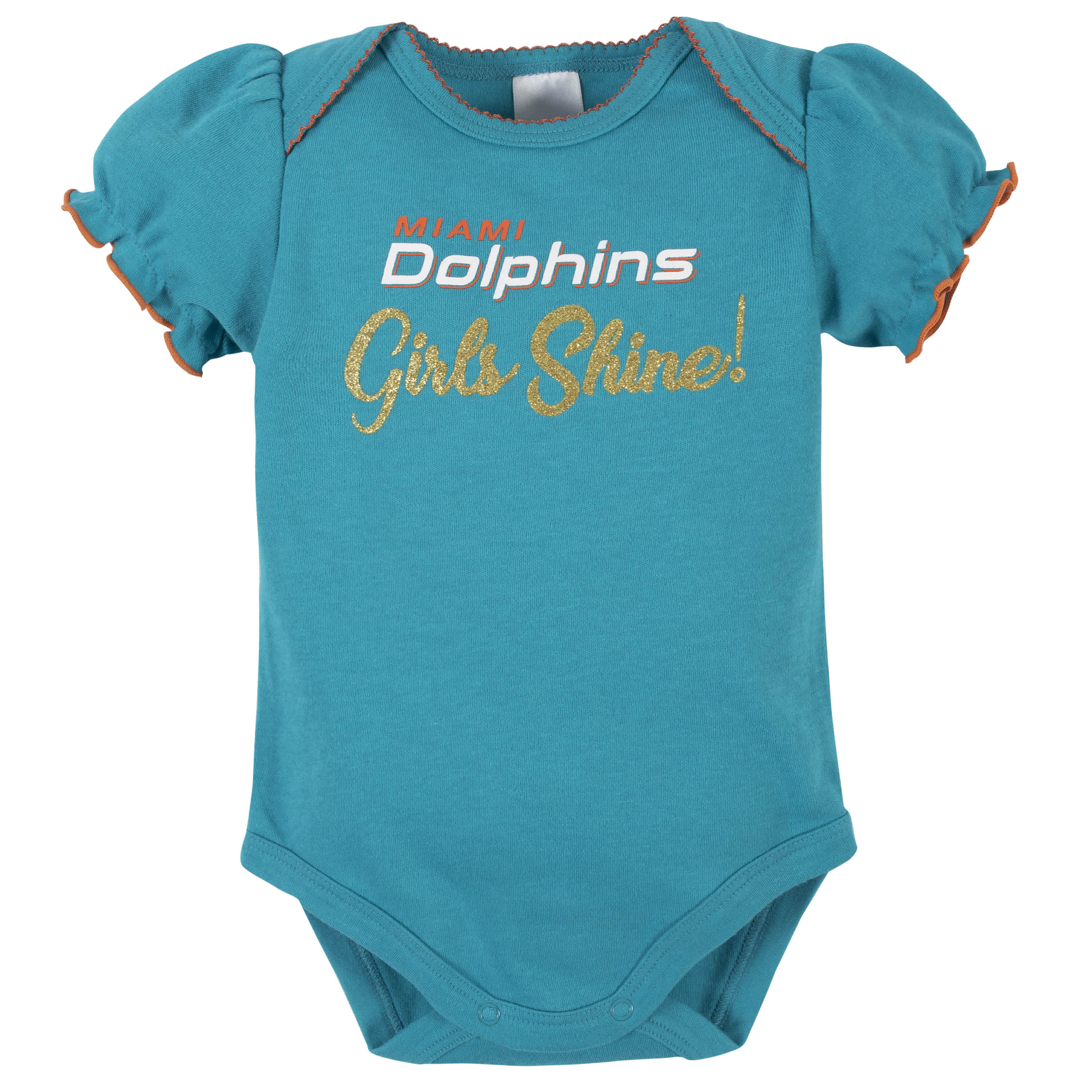 3-Pack Baby Girls Miami Dolphins Short Sleeve Bodysuits - Image 4