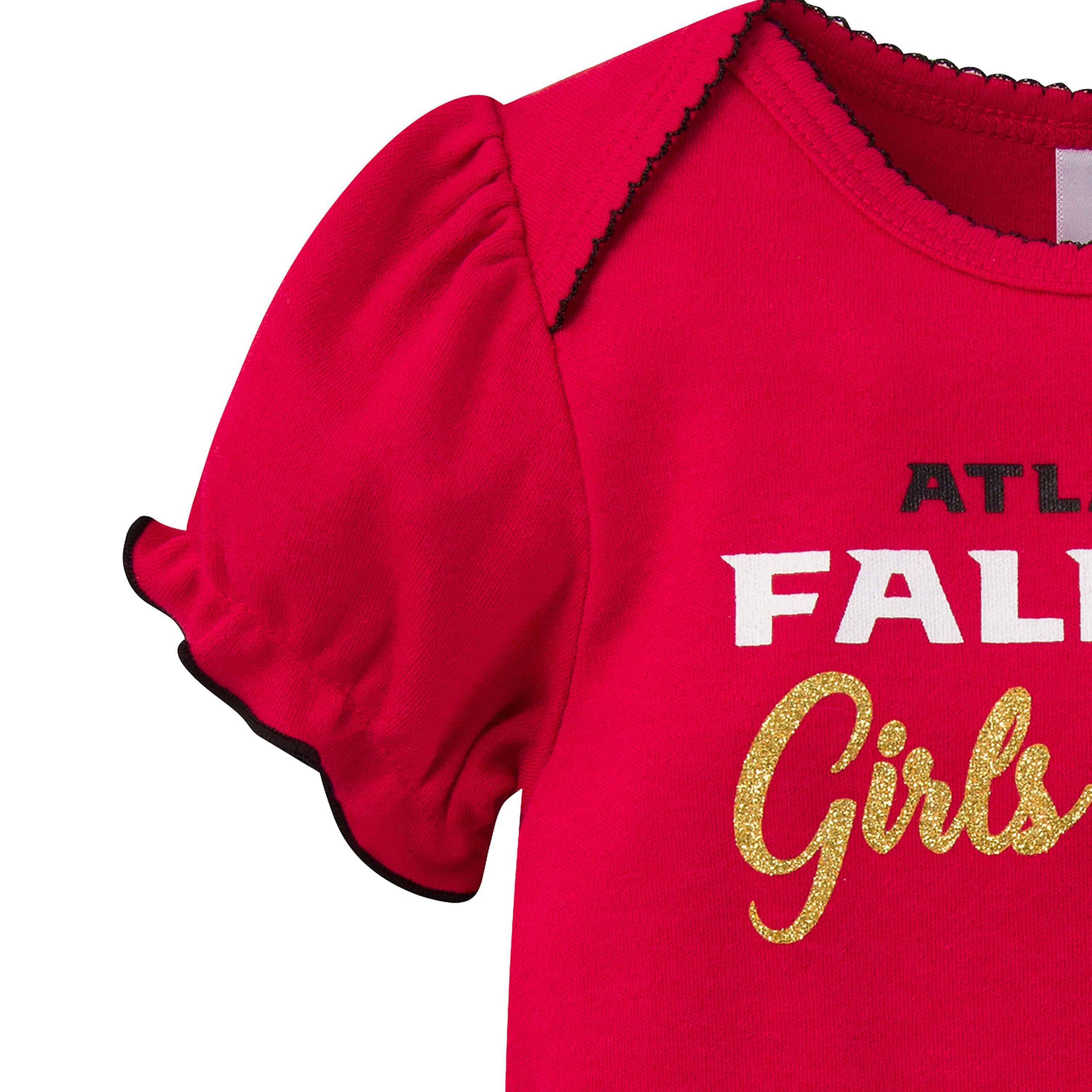 3-Pack Baby Girls Falcons Short Sleeve Bodysuits - Image 3