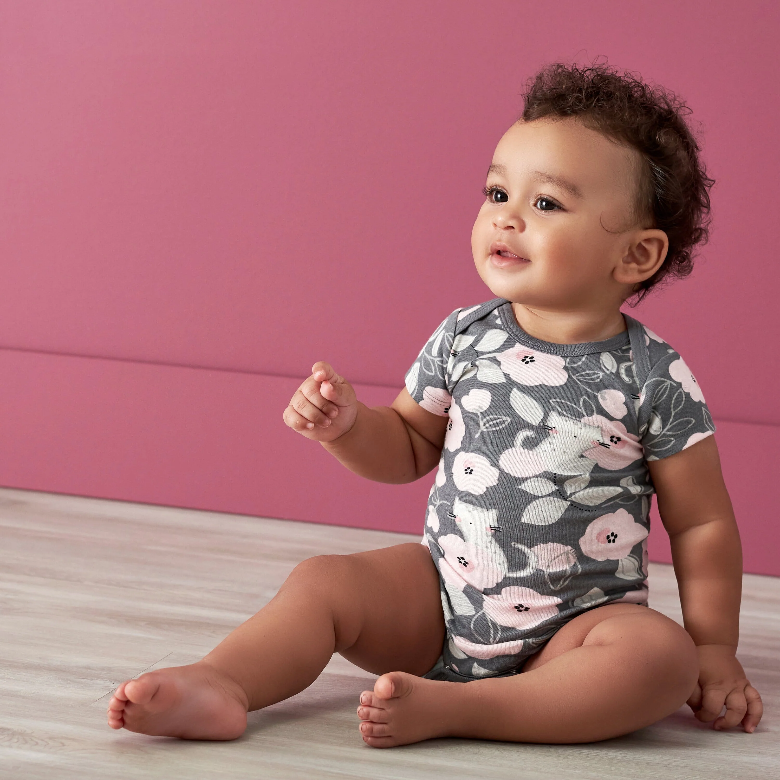 3-Pack Baby Girls Comfy Stretch Floral Leopard Short Sleeve Onesies® Bodysuits - Image 2