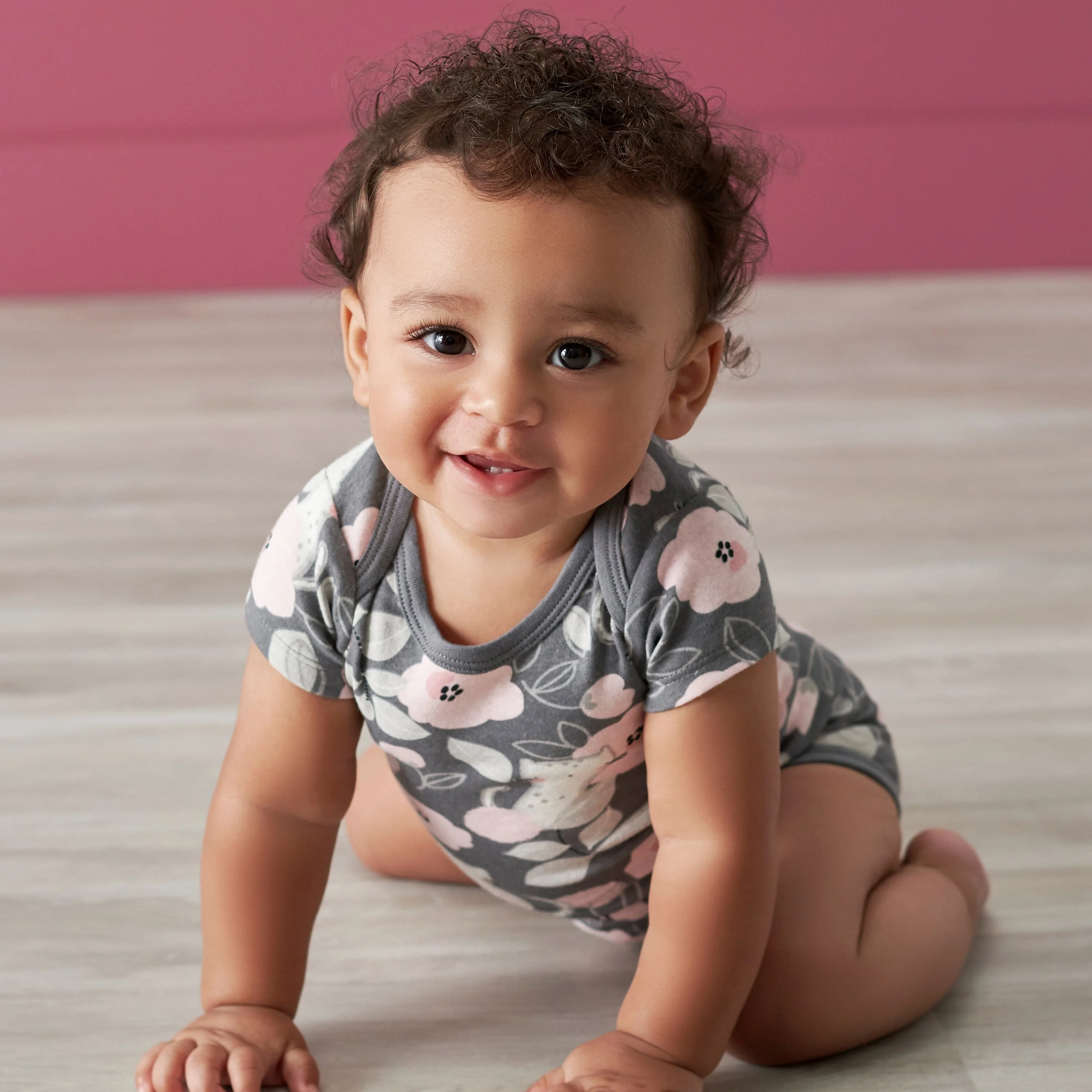 3-Pack Baby Girls Comfy Stretch Floral Leopard Short Sleeve Onesies® Bodysuits - Image 3