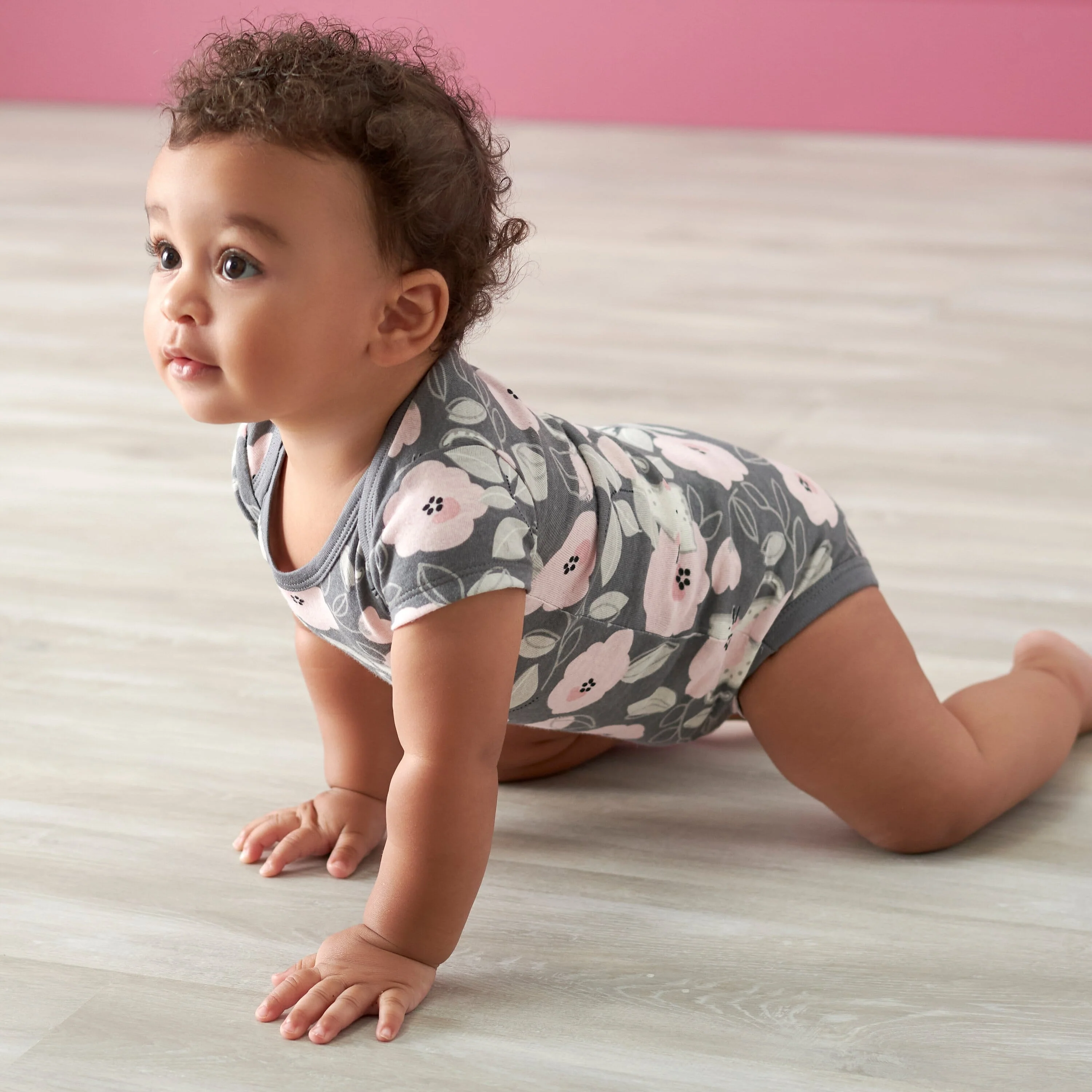 3-Pack Baby Girls Comfy Stretch Floral Leopard Short Sleeve Onesies® Bodysuits - Image 4