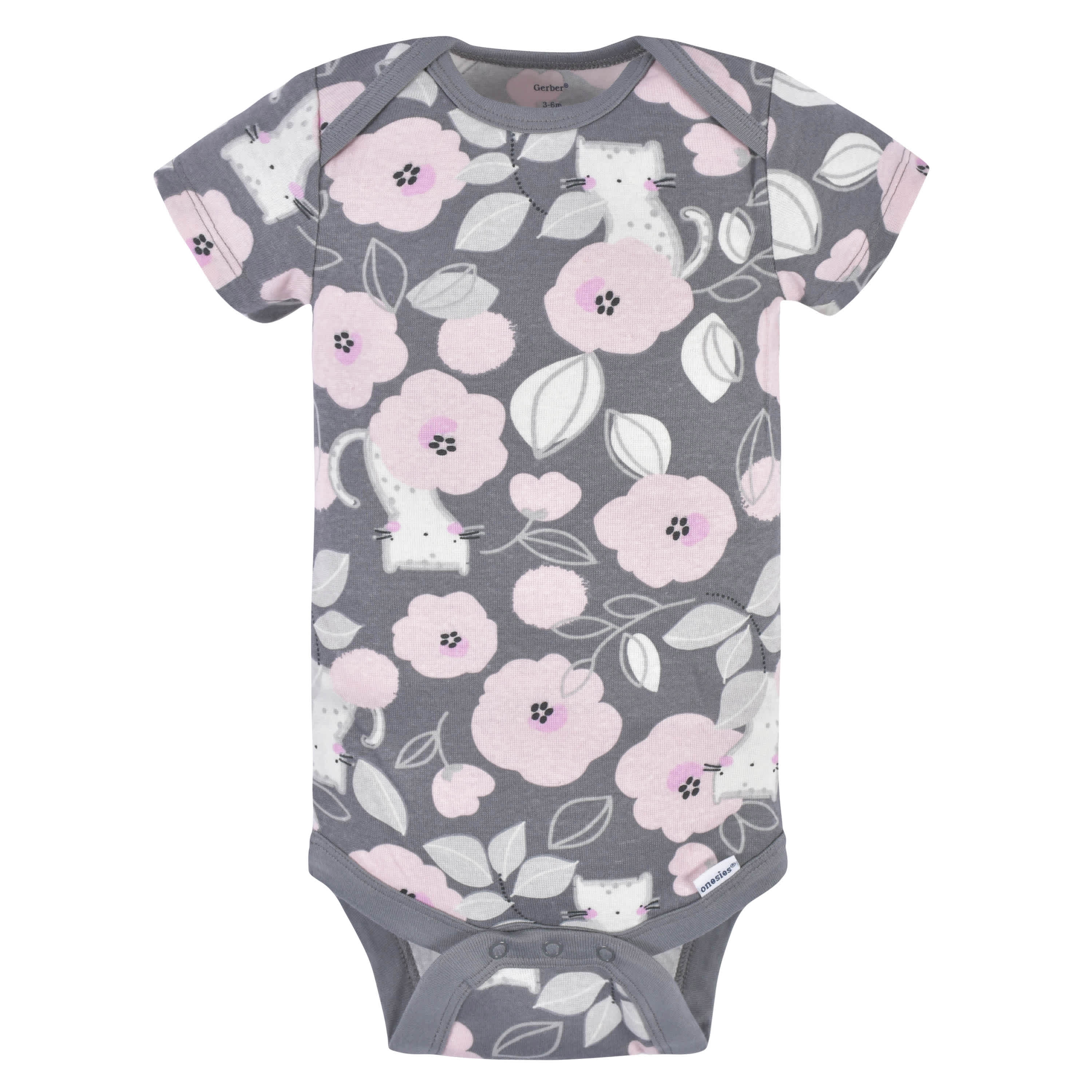 3-Pack Baby Girls Comfy Stretch Floral Leopard Short Sleeve Onesies® Bodysuits - Image 5