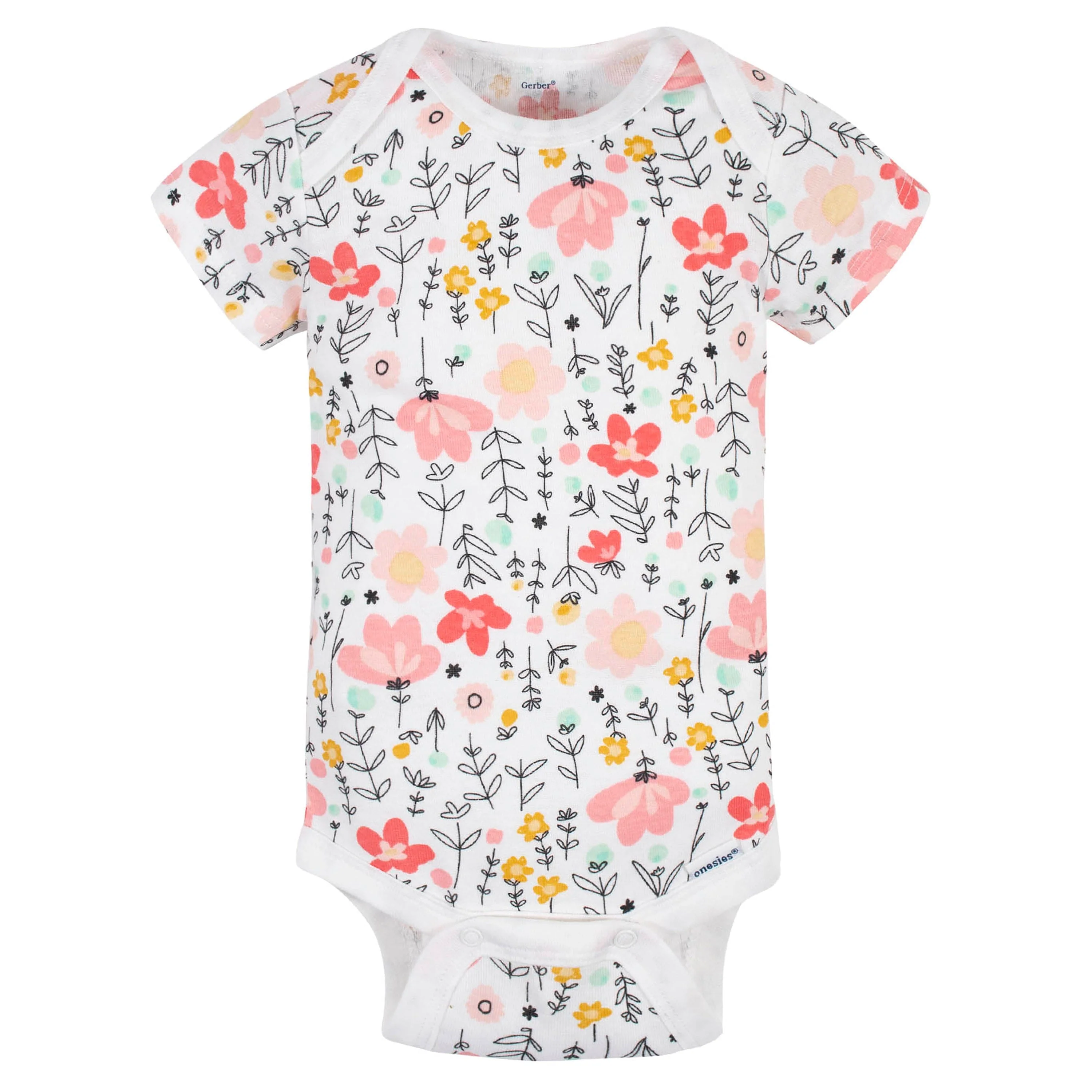 3-Pack Baby Girls Flower Garden Short Sleeve Onesies® Bodysuits - Image 5