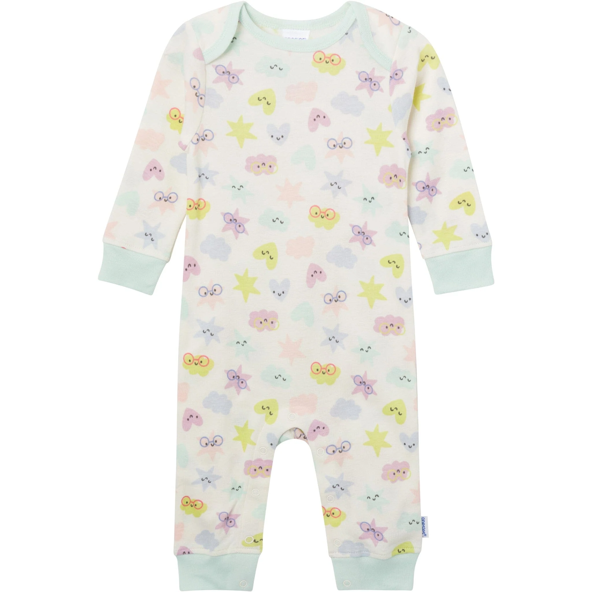 3-Pack Baby Girls Good Vibes Lap Shoulder Rompers - Image 3