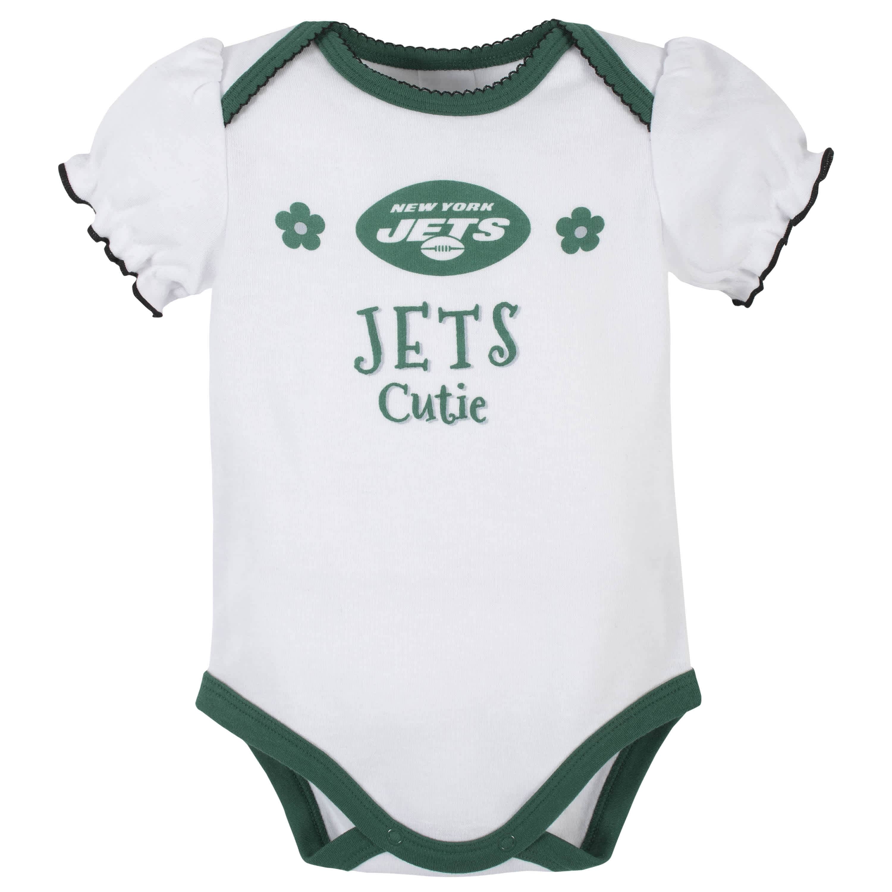 3-Pack Baby Girls New York Jets Short Sleeve Bodysuits - Image 2