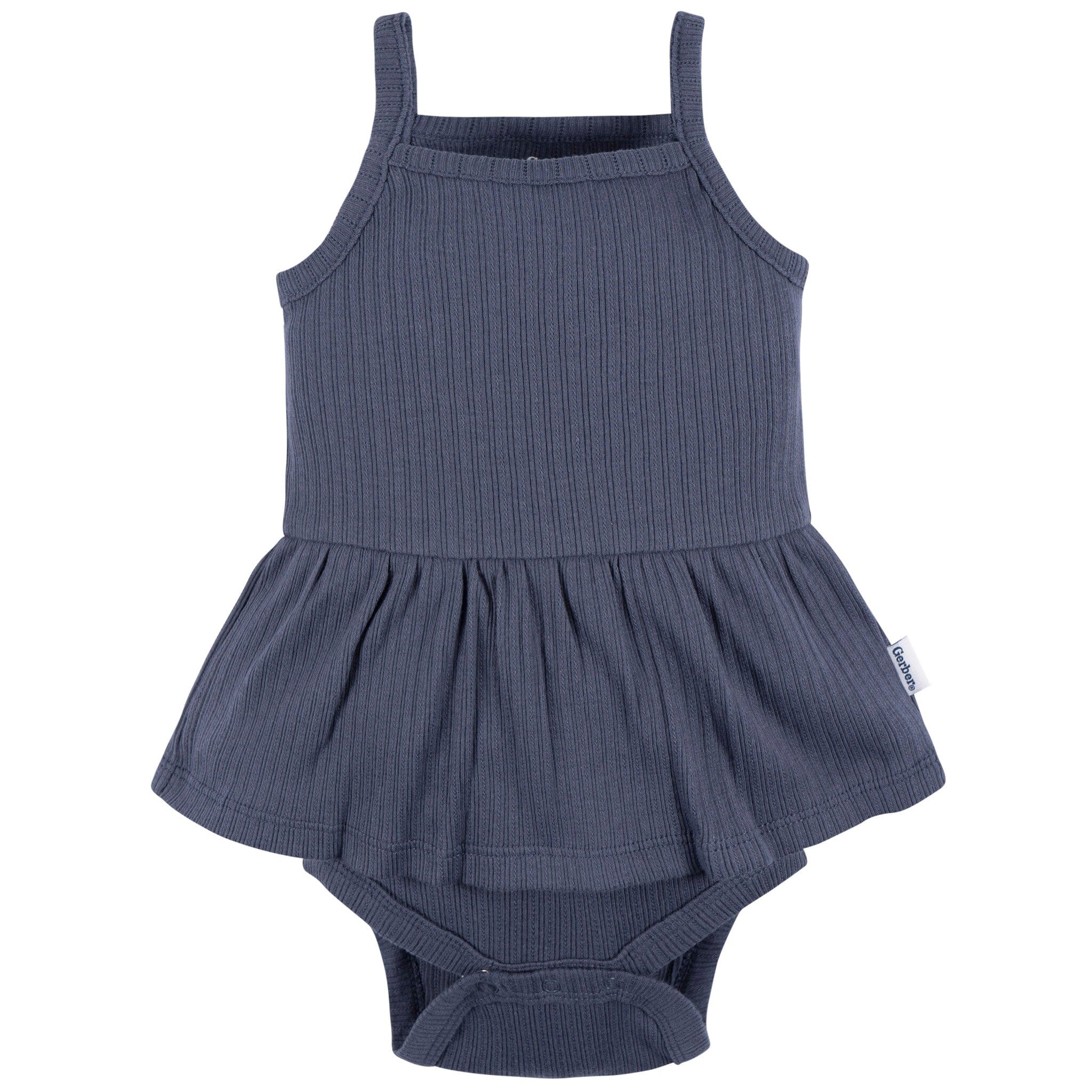 3-Pack Baby Girls Coral, Gray, & Navy Sleeveless Skirted Onesies® Bodysuits - Image 6