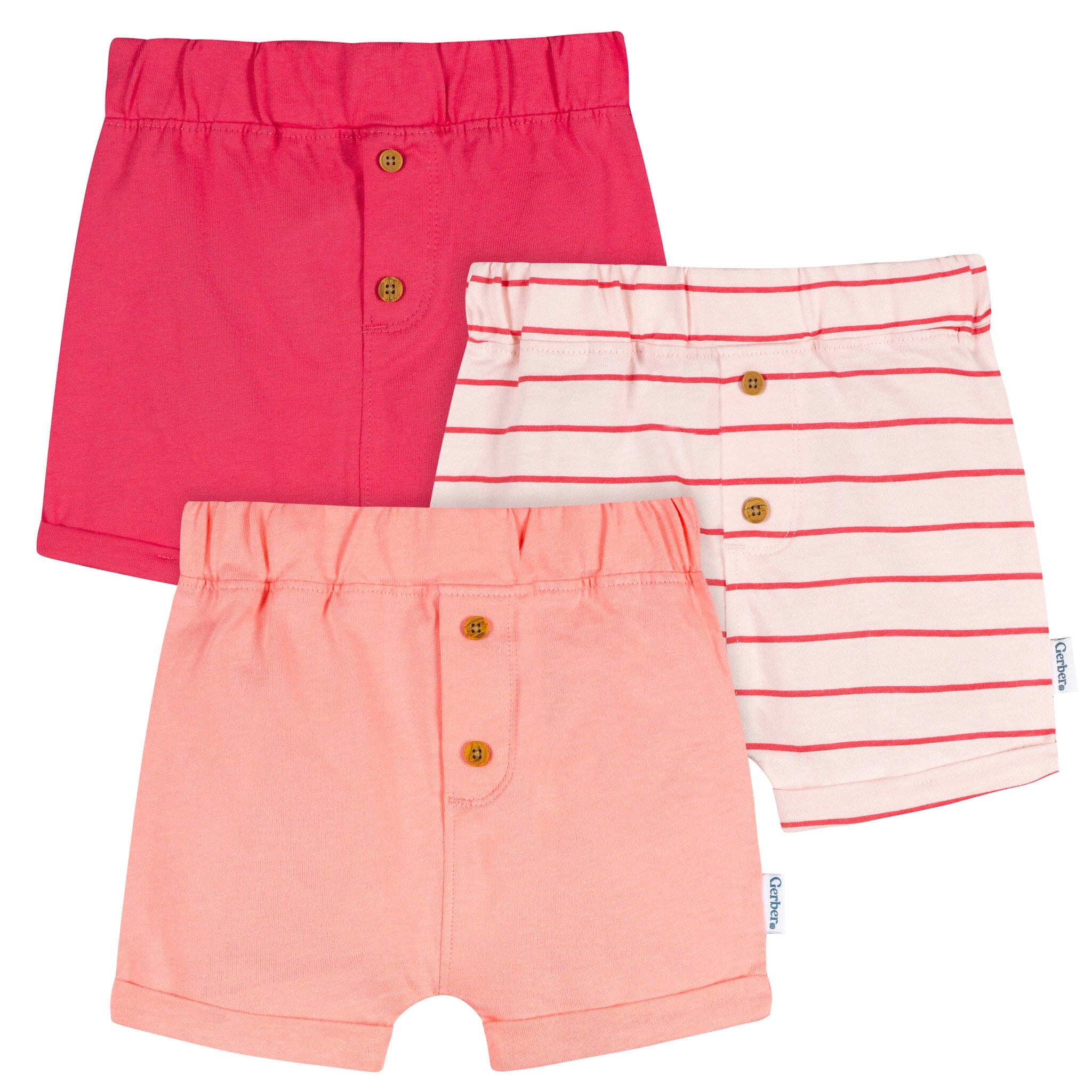 3-Pack Baby Girls Pink Knit Shorts