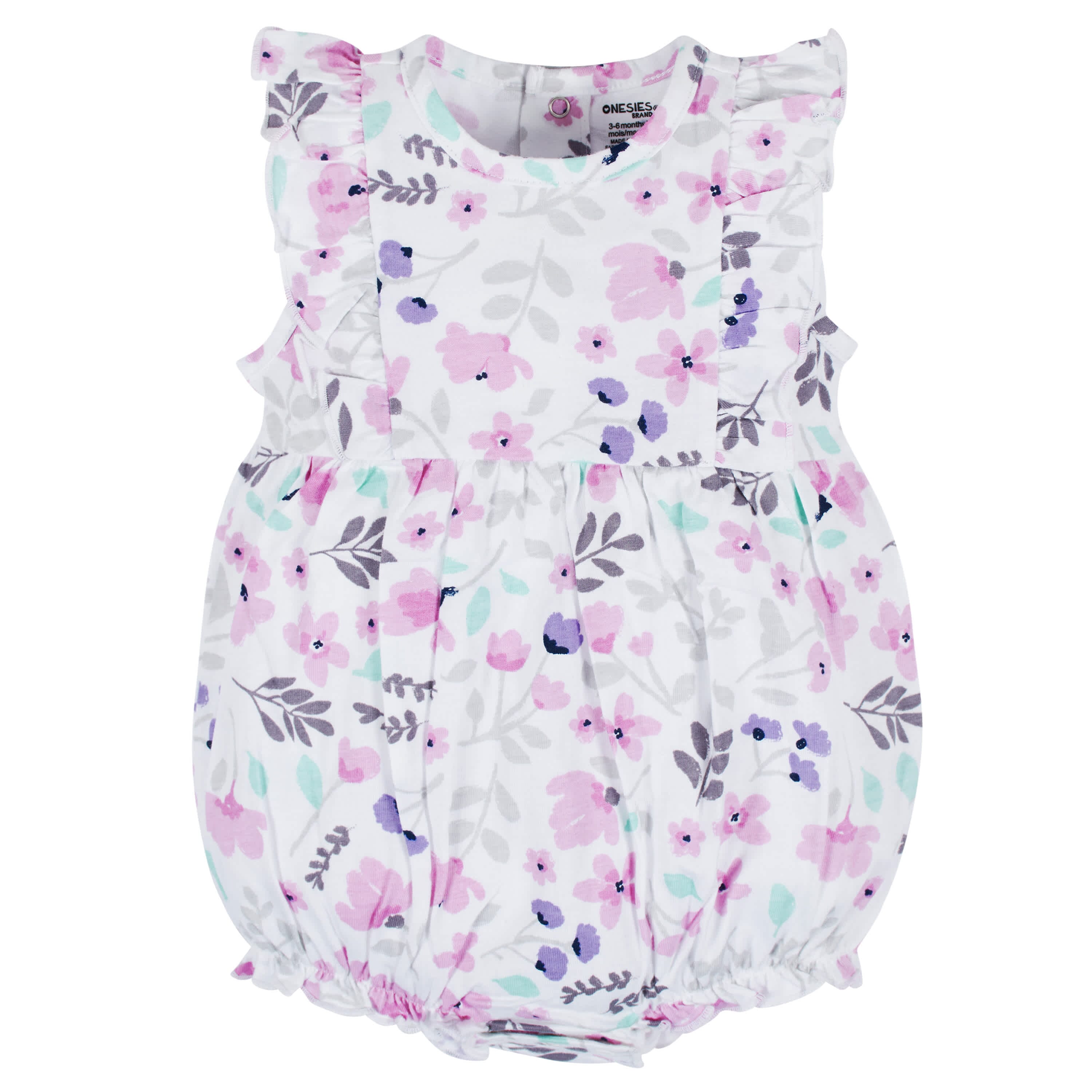 3-Pack Baby Girls Rainbow Floral Rompers - Image 7