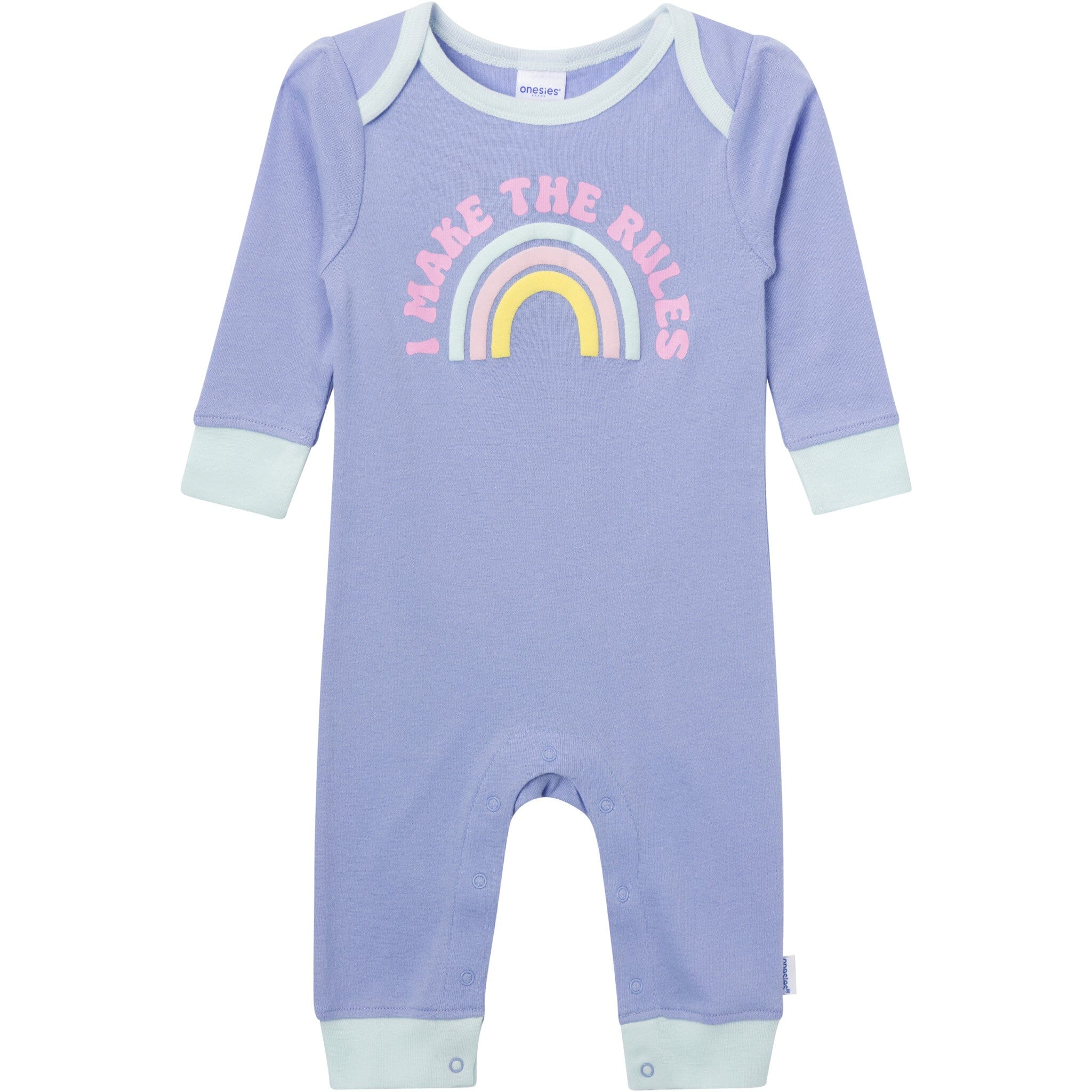 3-Pack Baby Girls Rainbows and Hearts Lap Shoulder Rompers - Image 4