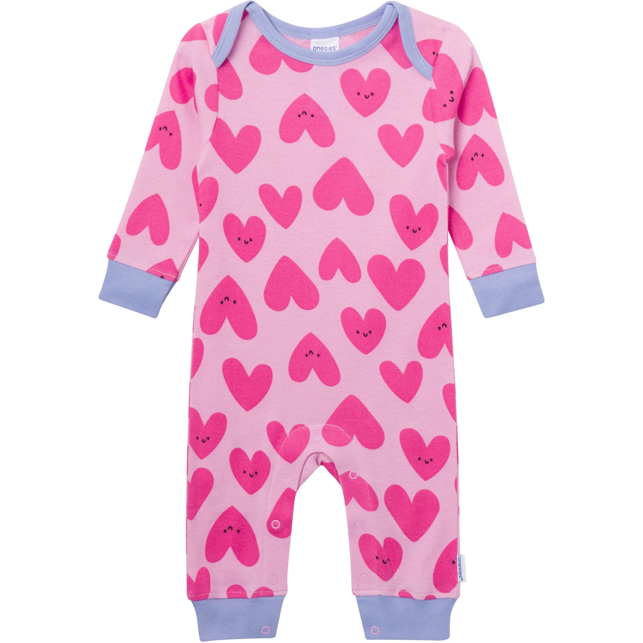 3-Pack Baby Girls Rainbows and Hearts Lap Shoulder Rompers - Image 6