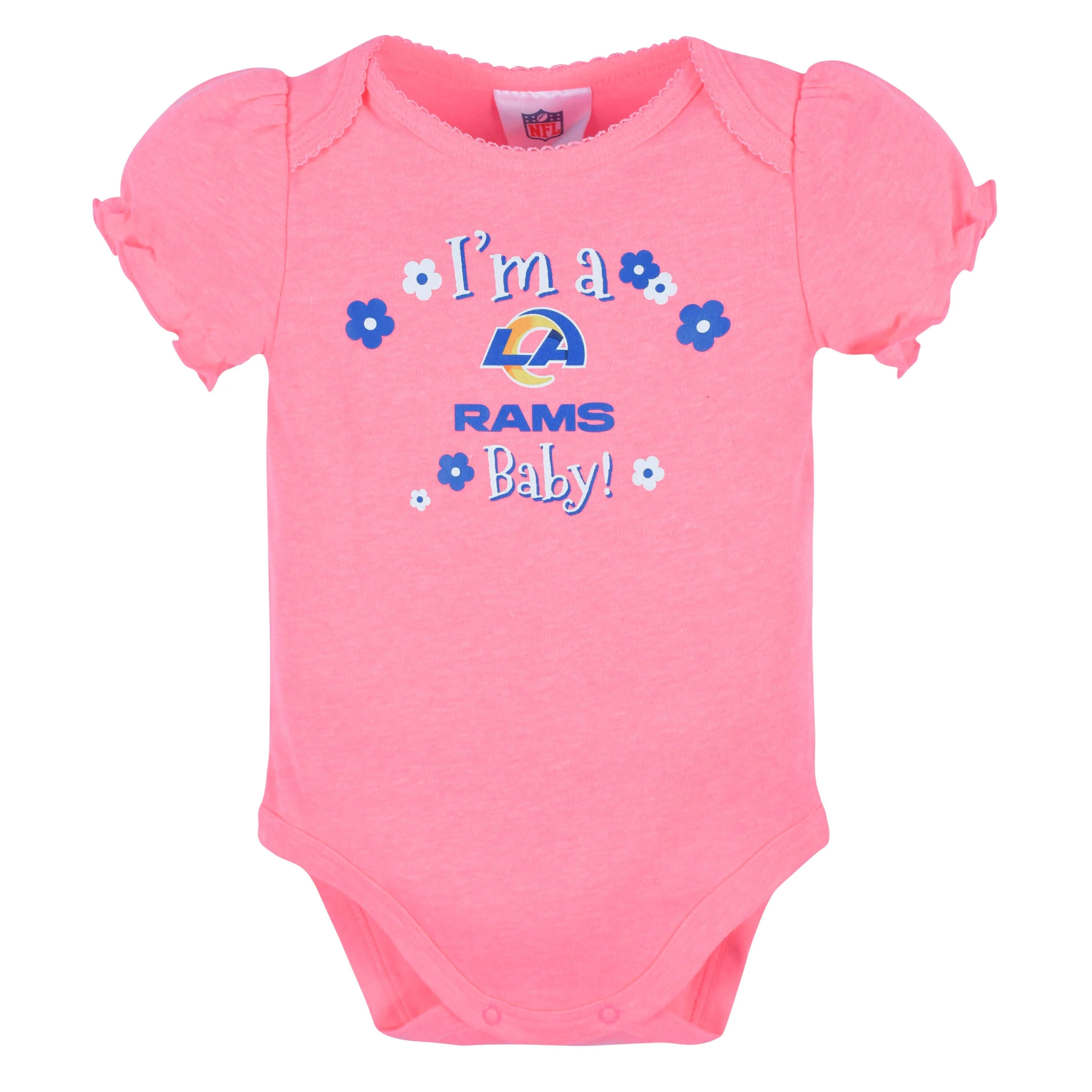 3-Pack Baby Girls Rams Short Sleeve Bodysuits - Image 2