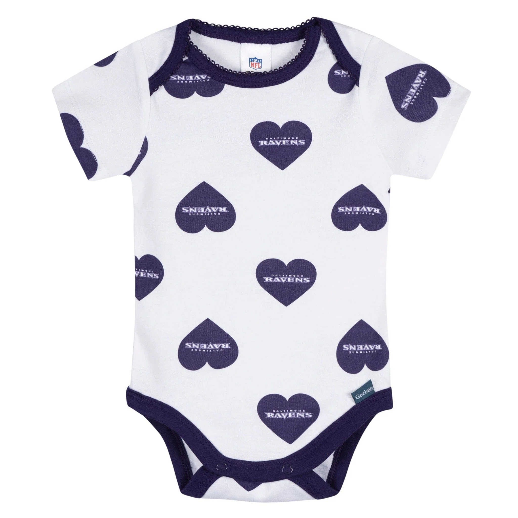 3-Pack Baby Girls Baltimore Ravens Short Sleeve Bodysuits - Image 4