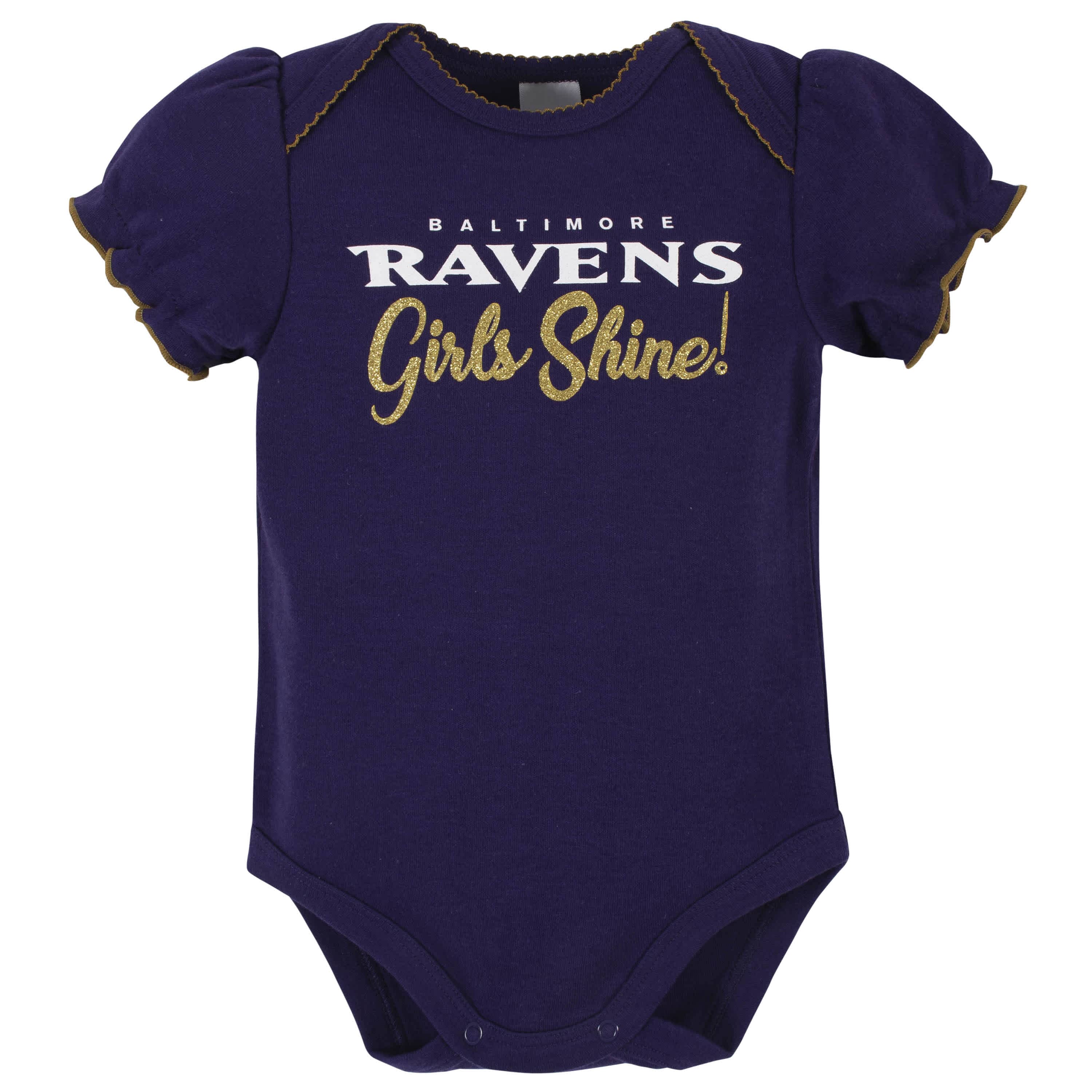 3-Pack Baby Girls Baltimore Ravens Short Sleeve Bodysuits - Image 4