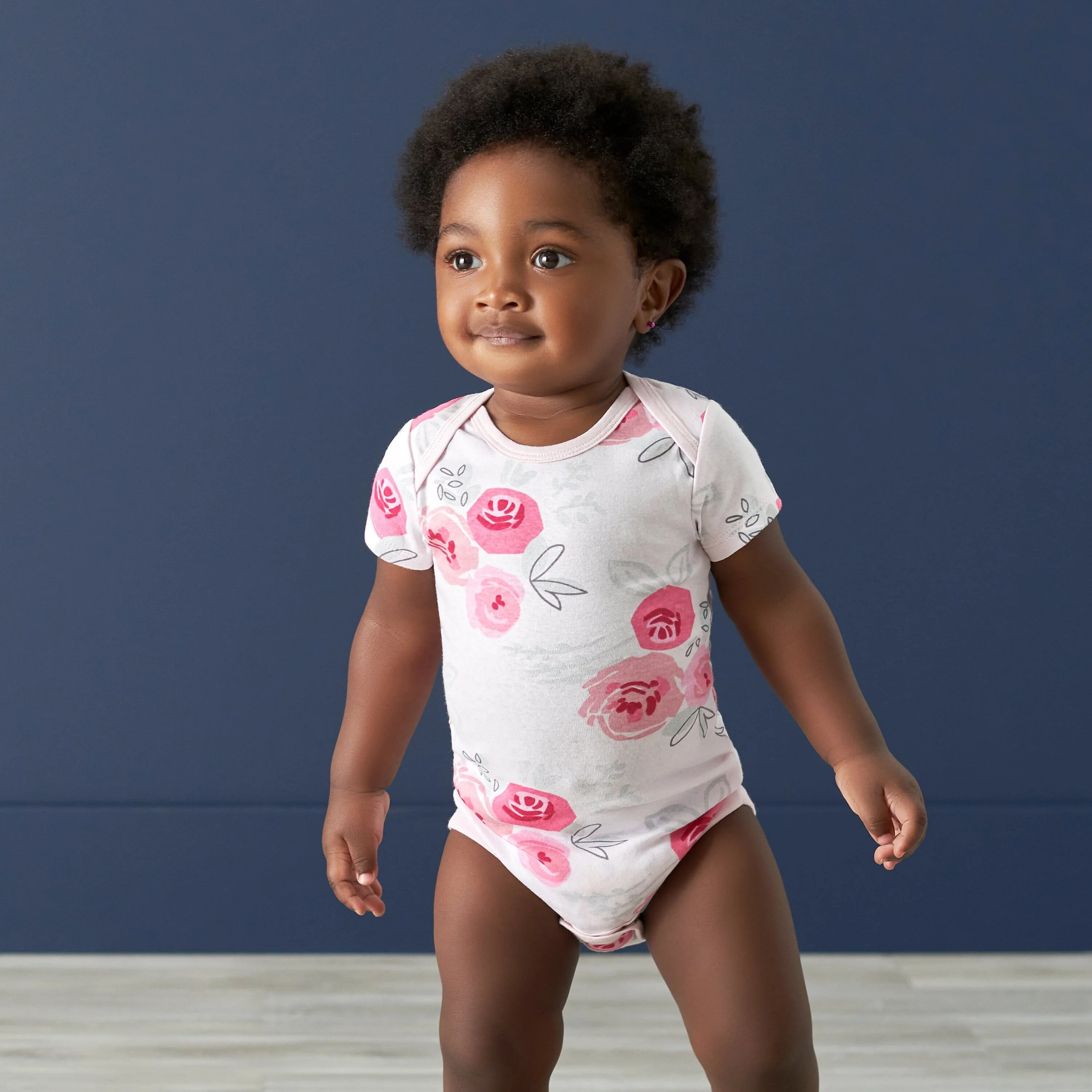 3-Pack Baby Girls Comfy Stretch Roses & Bunnies Short Sleeve Onesies® Bodysuits - Image 3