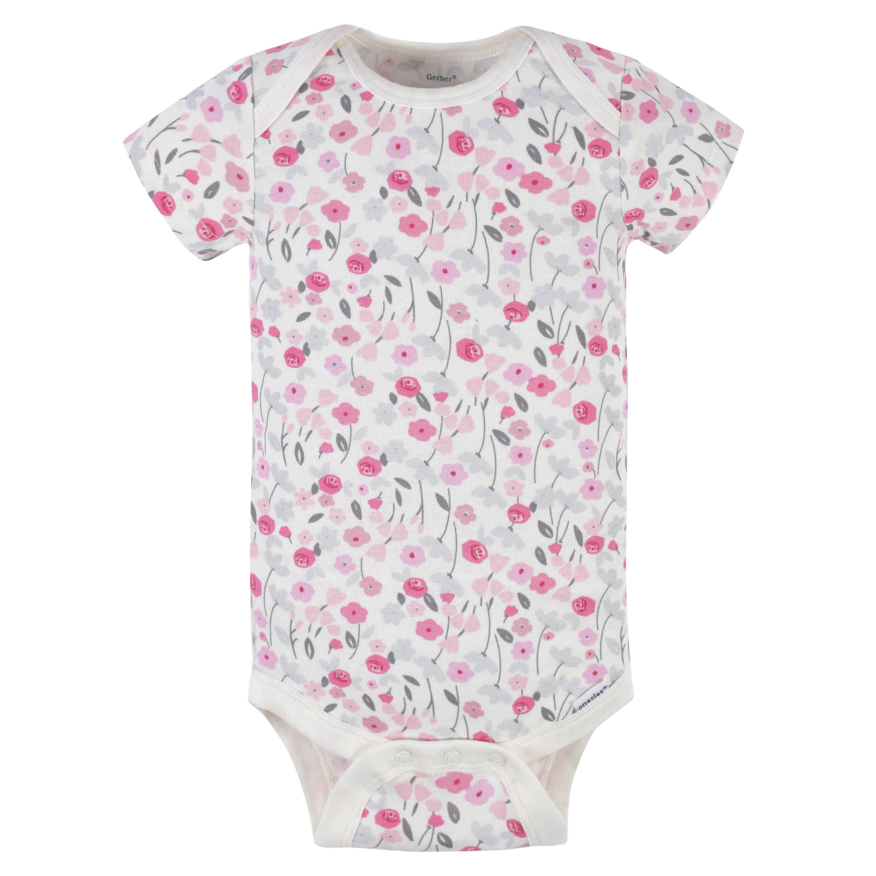 3-Pack Baby Girls Comfy Stretch Roses & Bunnies Short Sleeve Onesies® Bodysuits - Image 5