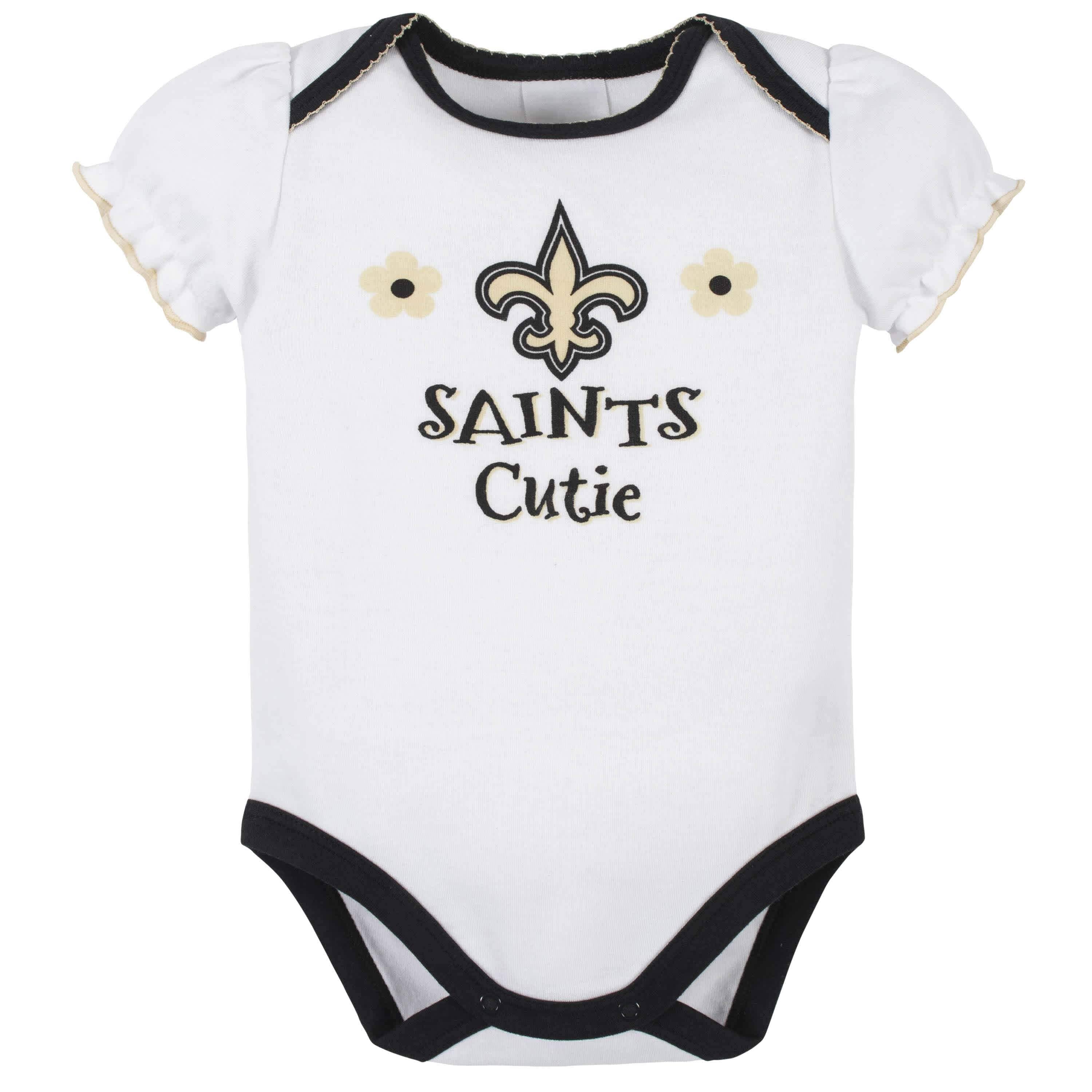 3-Pack Baby Girls New Orleans Saints Short Sleeve Bodysuits - Image 2