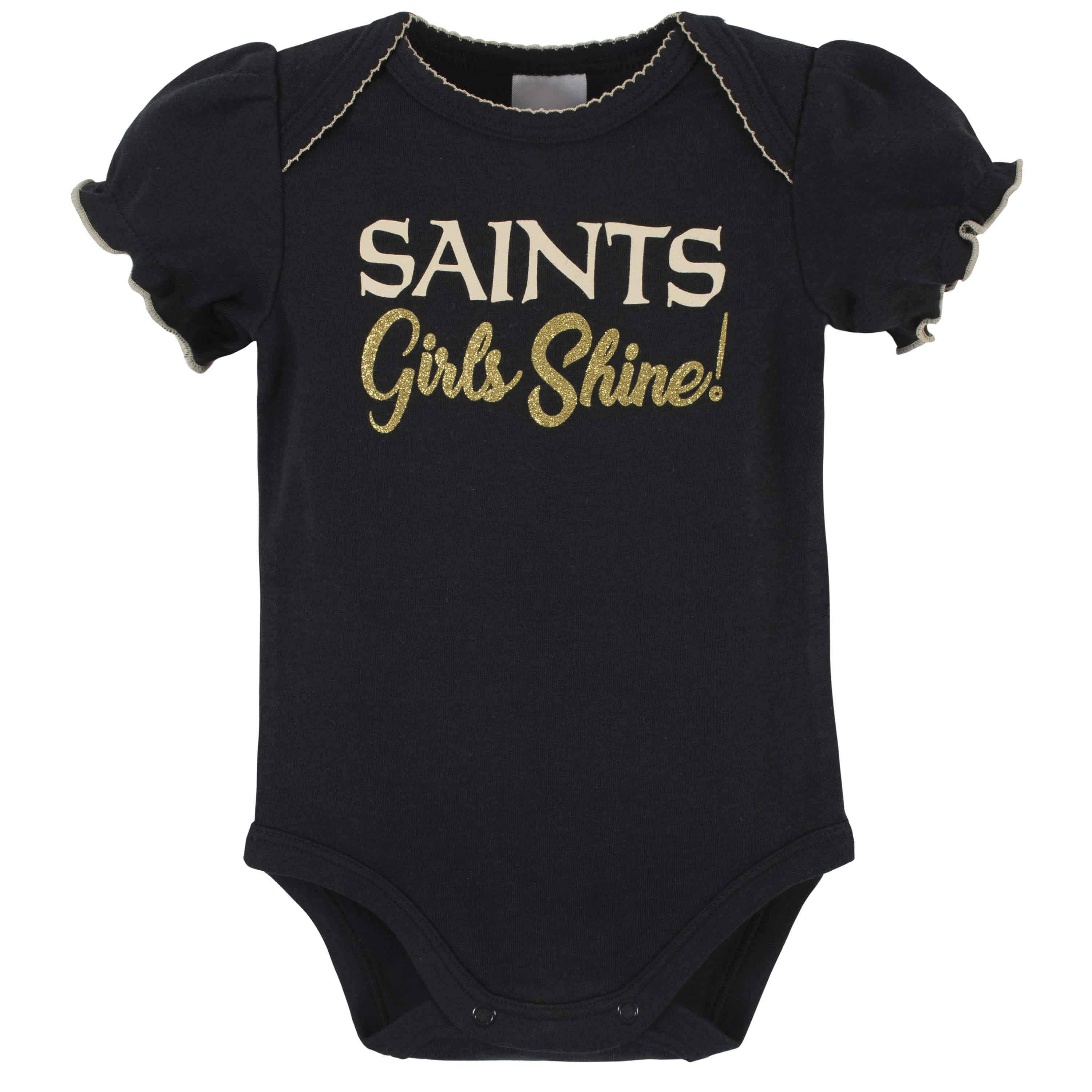 3-Pack Baby Girls New Orleans Saints Short Sleeve Bodysuits - Image 3