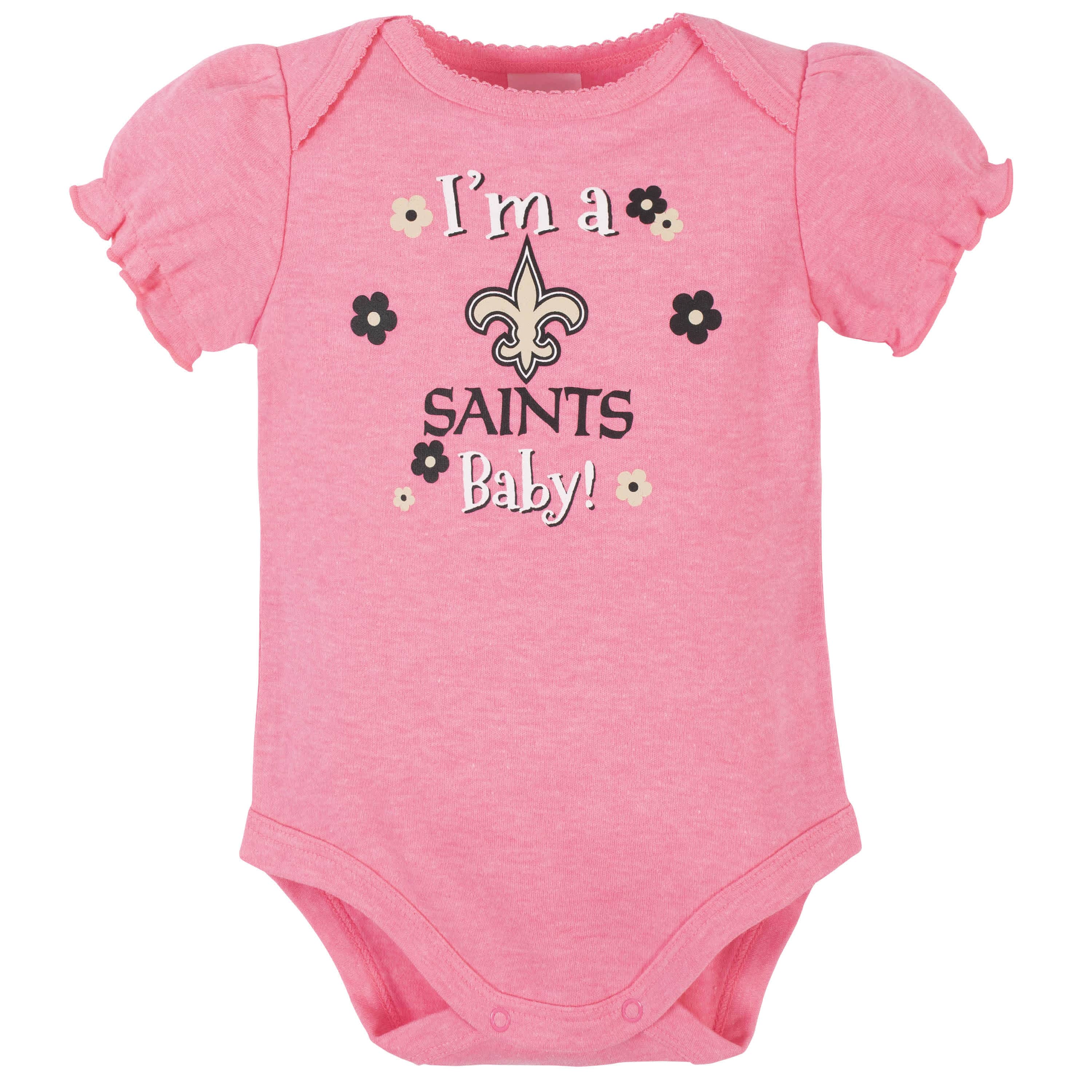 3-Pack Baby Girls New Orleans Saints Short Sleeve Bodysuits - Image 4