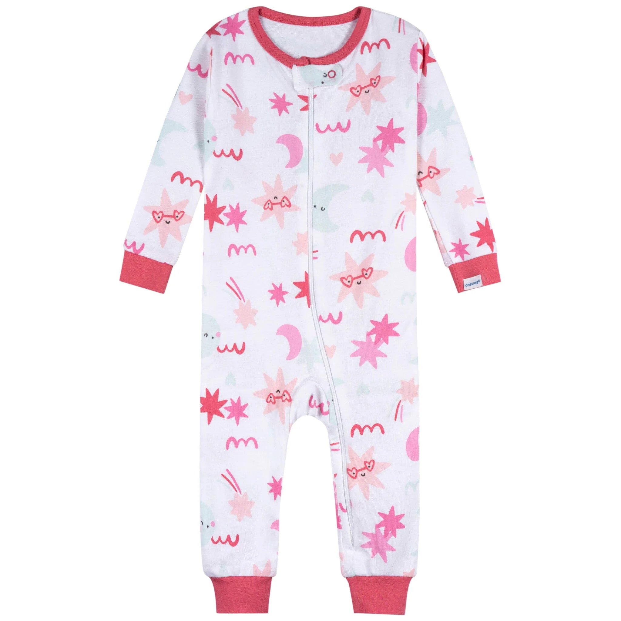 3-Pack Baby Girls Starry Nights Footless Pajamas - Image 2
